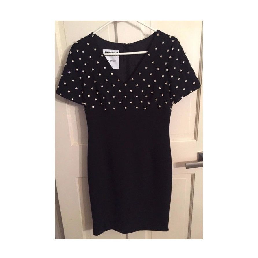 Moschino MOSCHINO Coutur Jeremy Scott Crystal Diamonds Crepe Dress Size M / US 6-8 / IT 42-44 - 5 Thumbnail