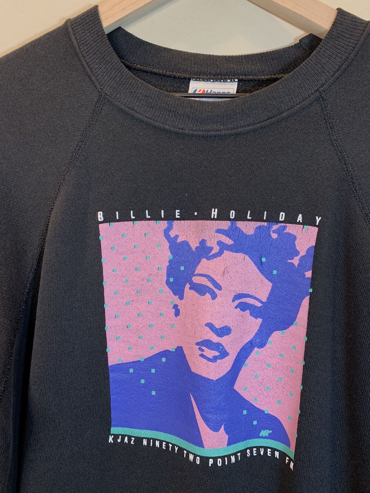 Band Tees × Vintage *RARE* Vintage 80s Billie Holiday KJAZ 92.7 Jazz Sweatshirt Size US L / EU 52-54 / 3 - 2 Thumbnail