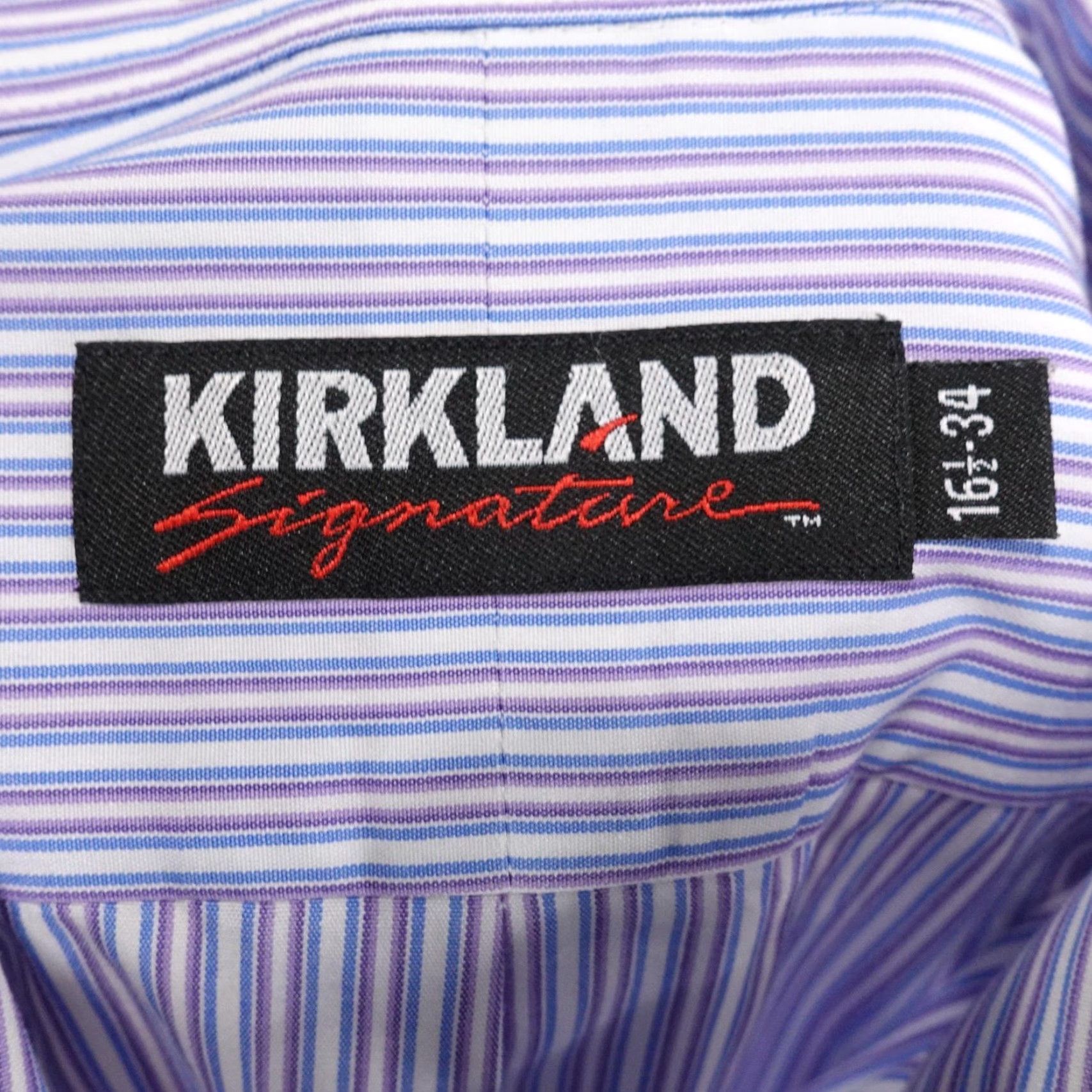 Vintage Kirkland Signature Shirt Mens 16.5 34 Purple Blue Stripe Non Iron Cotton Size US L / EU 52-54 / 3 - 6 Thumbnail