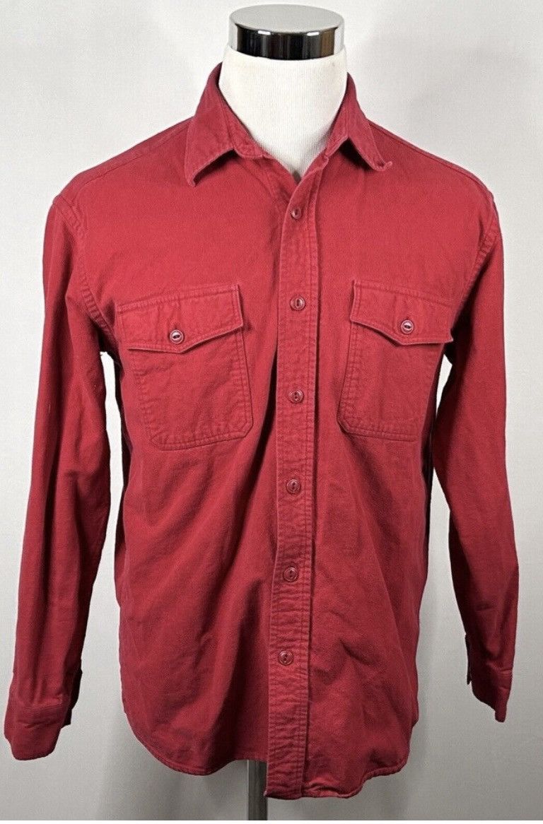 J.Crew J. Crew Heavyweight Chamois Flannel Medium Workshirt Red Size US M / EU 48-50 / 2 - 2 Thumbnail