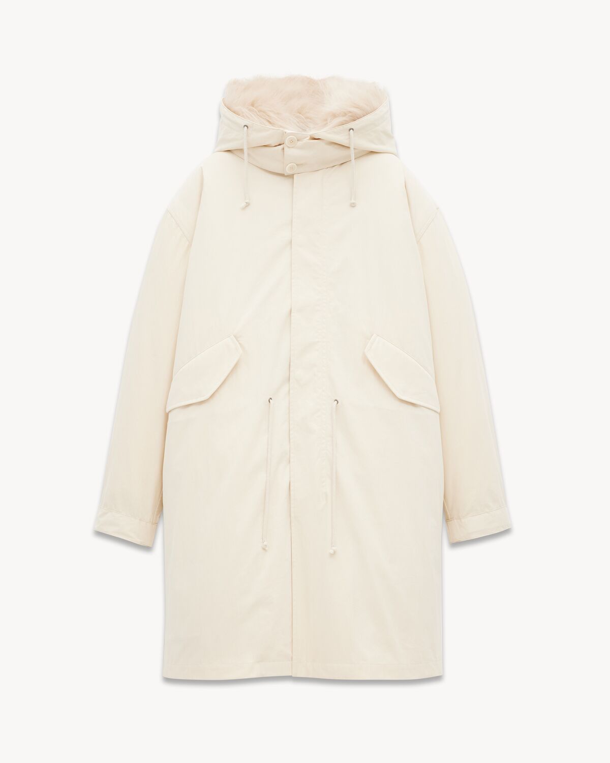 Saint Laurent Paris oc11z0126 801643 Parka in Cotton and Animal Free Fur White Size US M / EU 48-50 / 2 - 1 Preview
