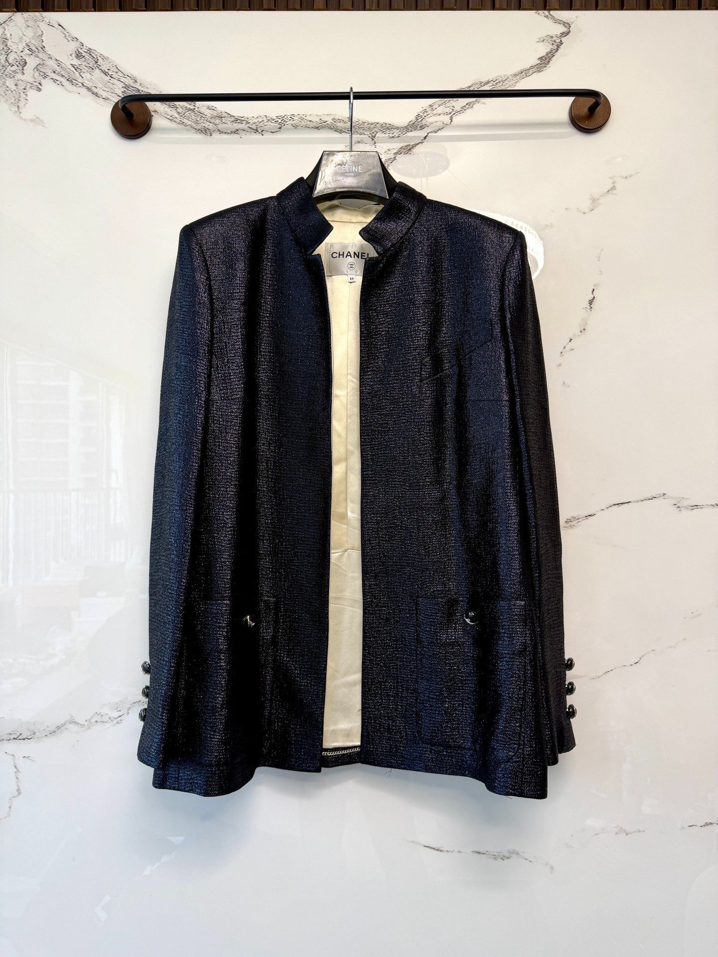 Chanel black silk stand collar jacket Size M / US 6-8 / IT 42-44 - 1 Thumbnail