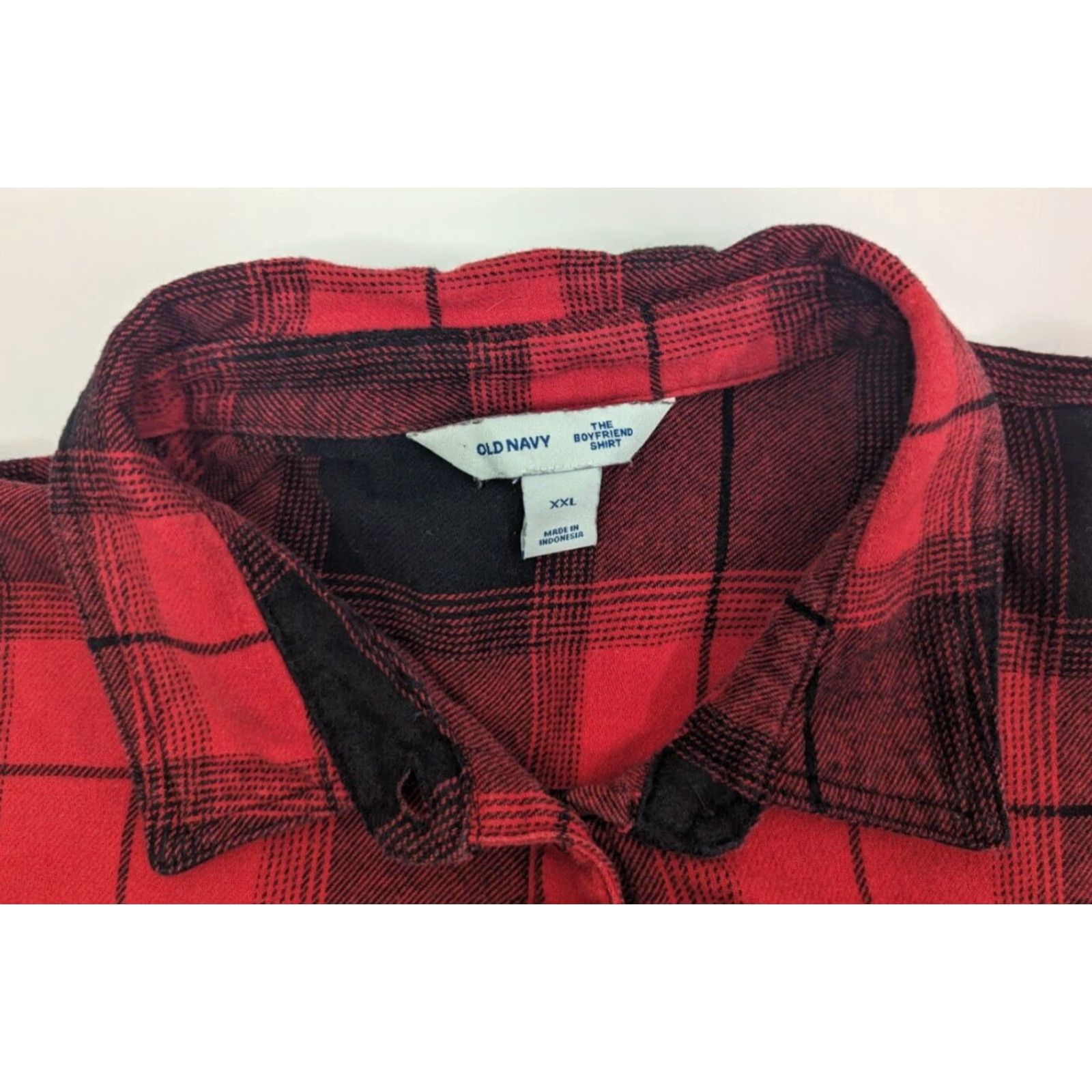 Old Navy VINTAGE Old Navy Plus Cropped Red Buffalo Check Flannel Boyfriend Shirt For Women's 2XL Size XXL / US 16-18 / IT 52-54 - 6 Thumbnail