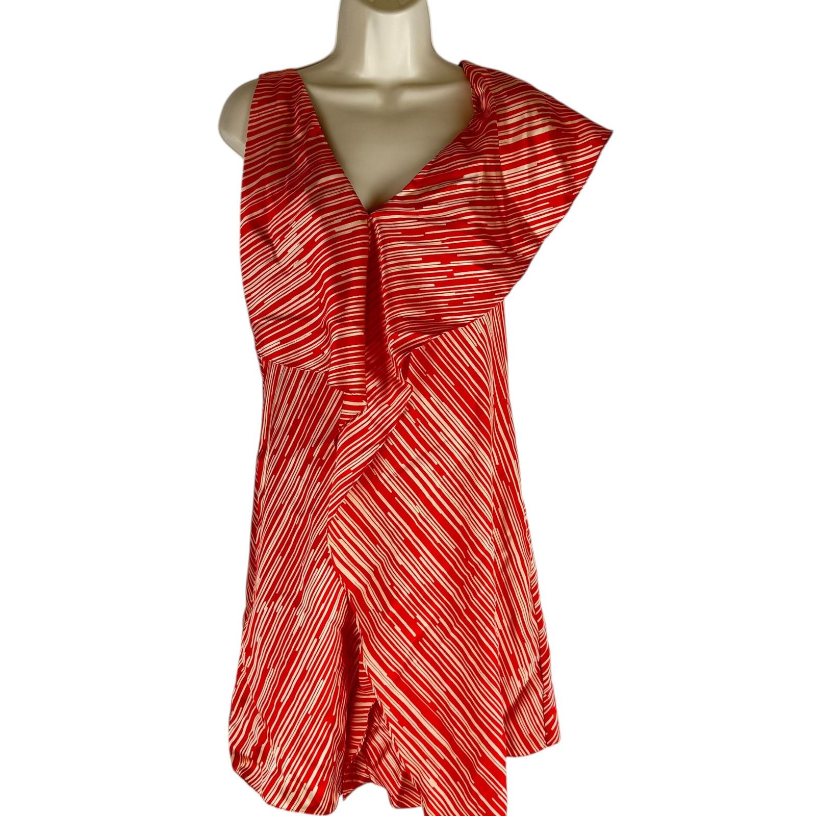 Diane von Furstenberg NEW Diane Von Furstenberg silk asym ruffle dress red sz 6 Size M / US 6-8 / IT 42-44 - 2 Thumbnail