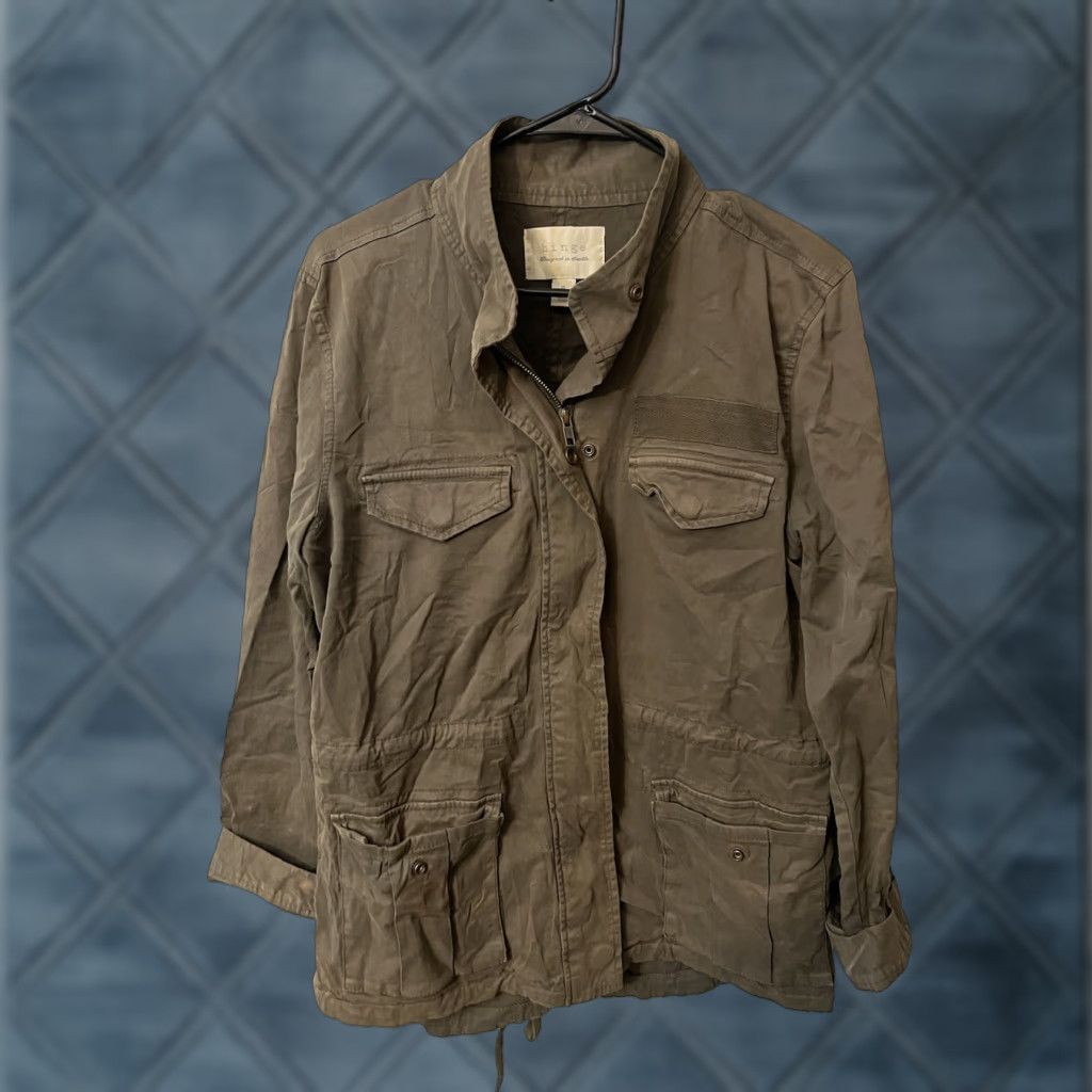 Vintage VINTAGE Hinge Designer Jacket Women Medium Brown Cotton Blend Casual Coat Collared Pockets Fall Spring Winter Size M / US 6-8 / IT 42-44 - 1 Thumbnail