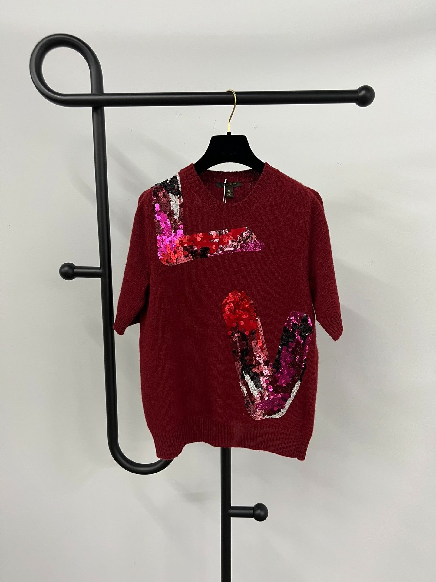 Louis Vuitton Louis Vuitton Red Sequin Letter Knit Sweater Size S / US 4 / IT 40 - 1 Thumbnail