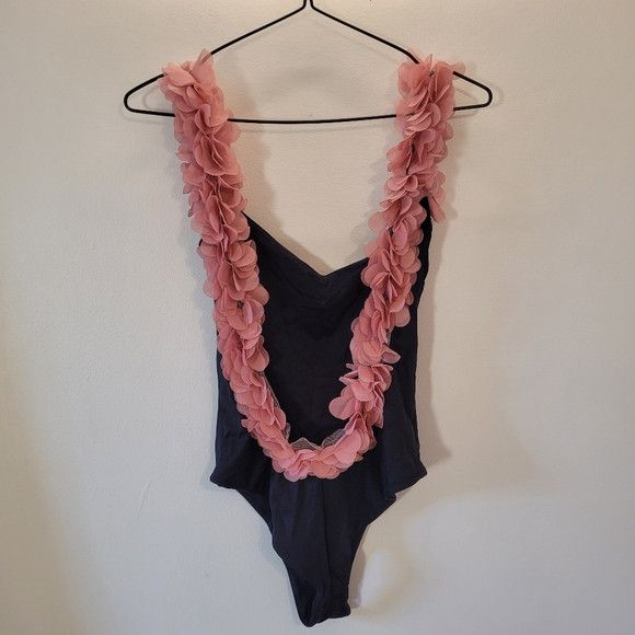 Other La Reveche Amira One Piece Swimsuit Flowers Black Pink - M Size ONE SIZE - 3 Thumbnail