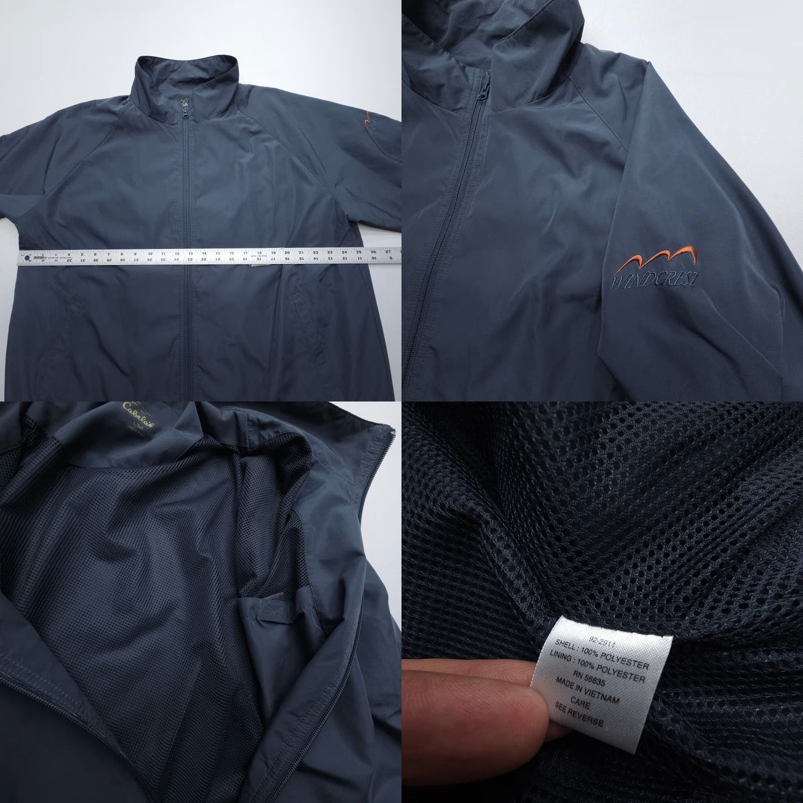 Vintage Cabela's Windbreaker Jacket Mens LT Large Tall Full Zip Relaxed Golf Windcrest Gray Solid Logo Active Outdoor Sports Jacket Size US L / EU 52-54 / 3 - 8 Thumbnail