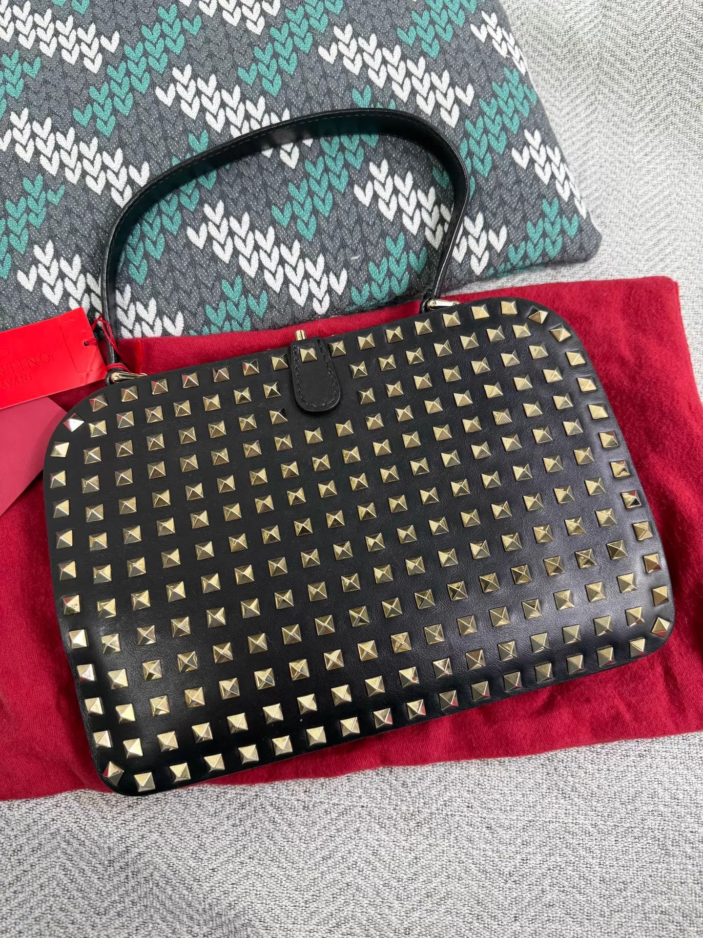 Valentino Valentino Black Rivet Handbag w/ Dust Bag Size ONE SIZE - 1 Thumbnail