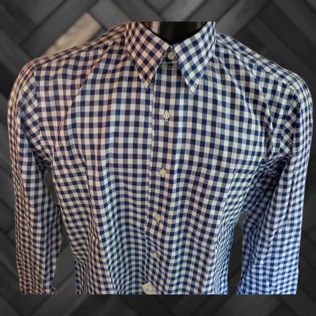 Vintage BULLock & JONES LS Button Front Check Shirt Blue White Cotton SZ MED NWT Mens Shirt Size US M / EU 48-50 / 2 - 1 Thumbnail