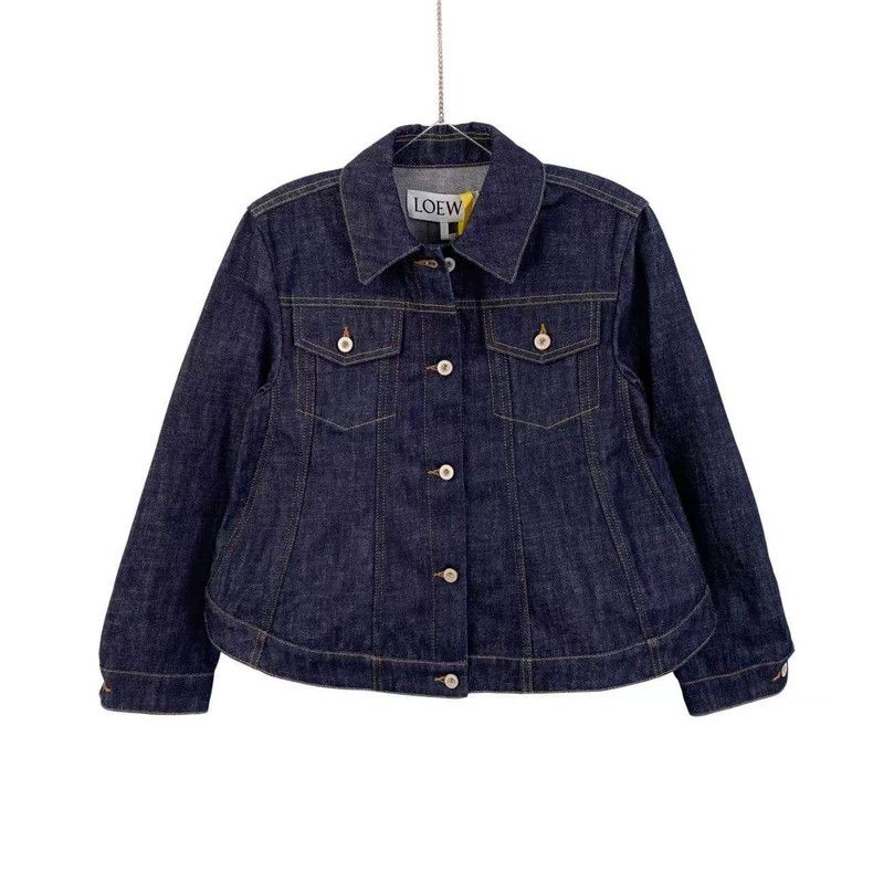 Loewe LOEWE Cotton 23ss leather brand logo denim jacket Size XS / US 0-2 / IT 36-38 - 1 Thumbnail