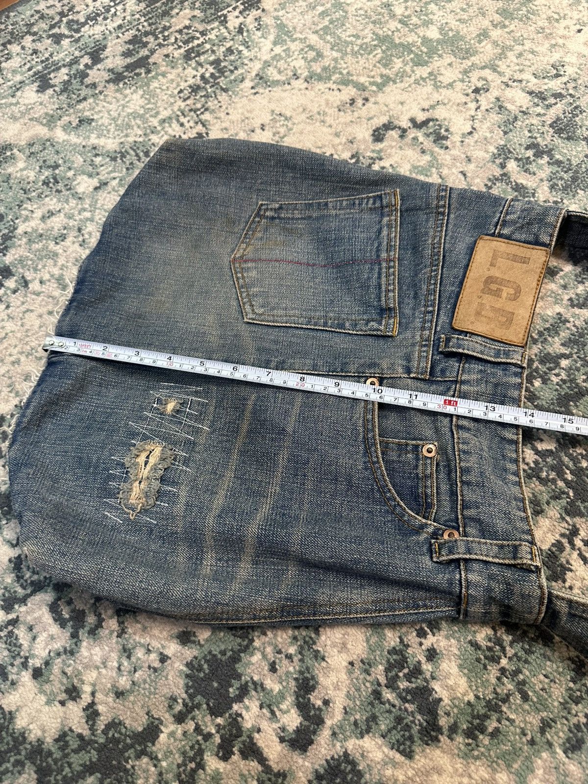 If Six Was Nine L.G.B Le Grande Bleu | Reconstructed Denim Distressed Bag Size ONE SIZE - 7 Thumbnail