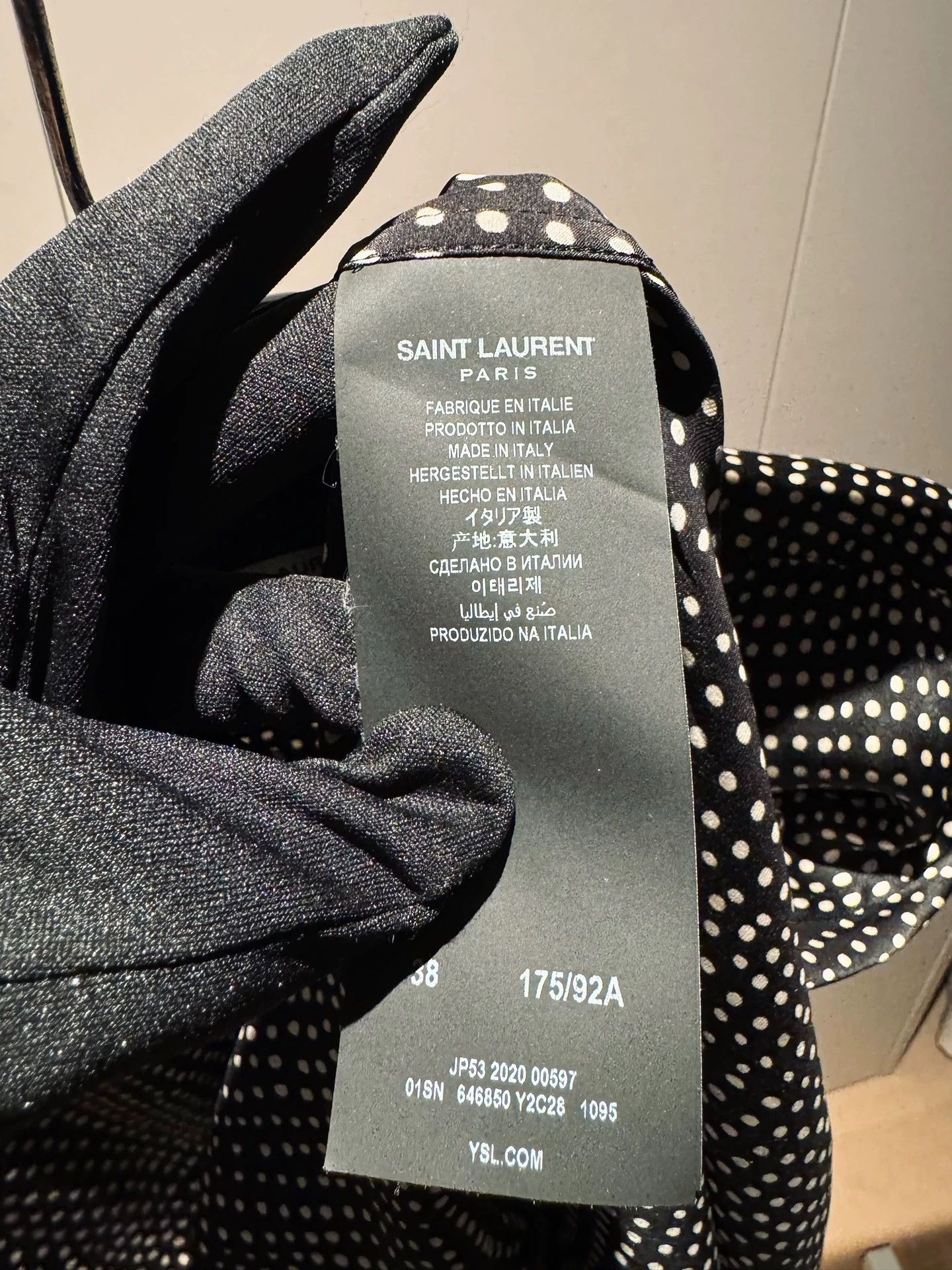 Saint Laurent Paris Saint Laurent 20SS Silk Polka Dot French Pleated Cuff Shirt Size US S / EU 44-46 / 1 - 6 Thumbnail