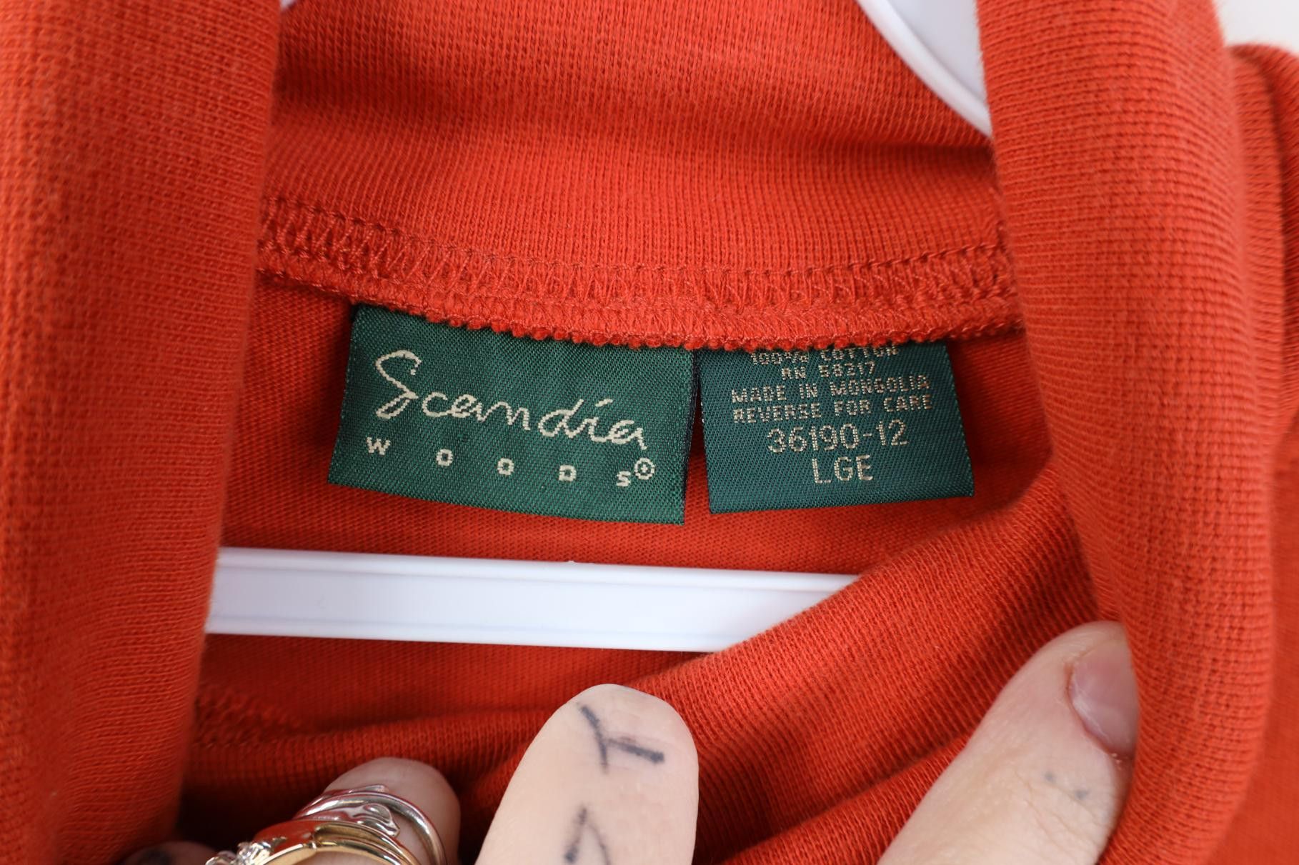 Vintage Vintage 90s Streetwear Cotton Knit Turtleneck T-Shirt Orange Size US L / EU 52-54 / 3 - 7 Thumbnail