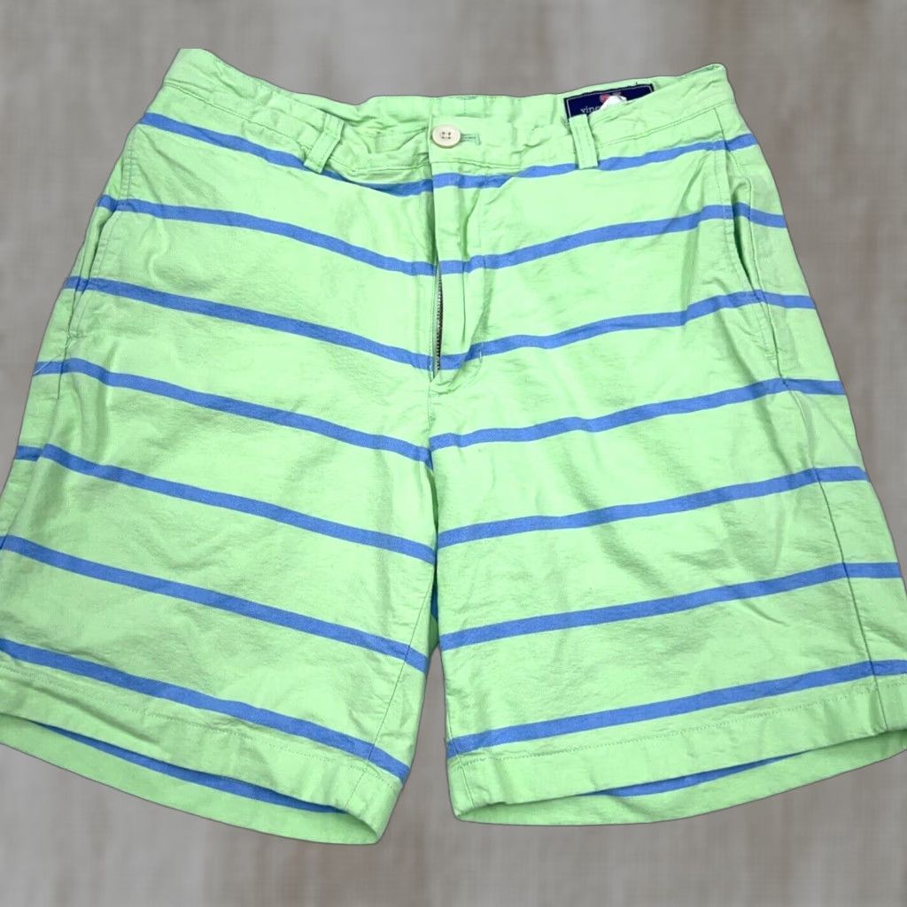 Vineyard Vines VINEYARD VINES Chino Shorts Men 30 Green Blue Striped Golf Twill Casual Preppy Size US 30 / EU 46 - 1 Thumbnail