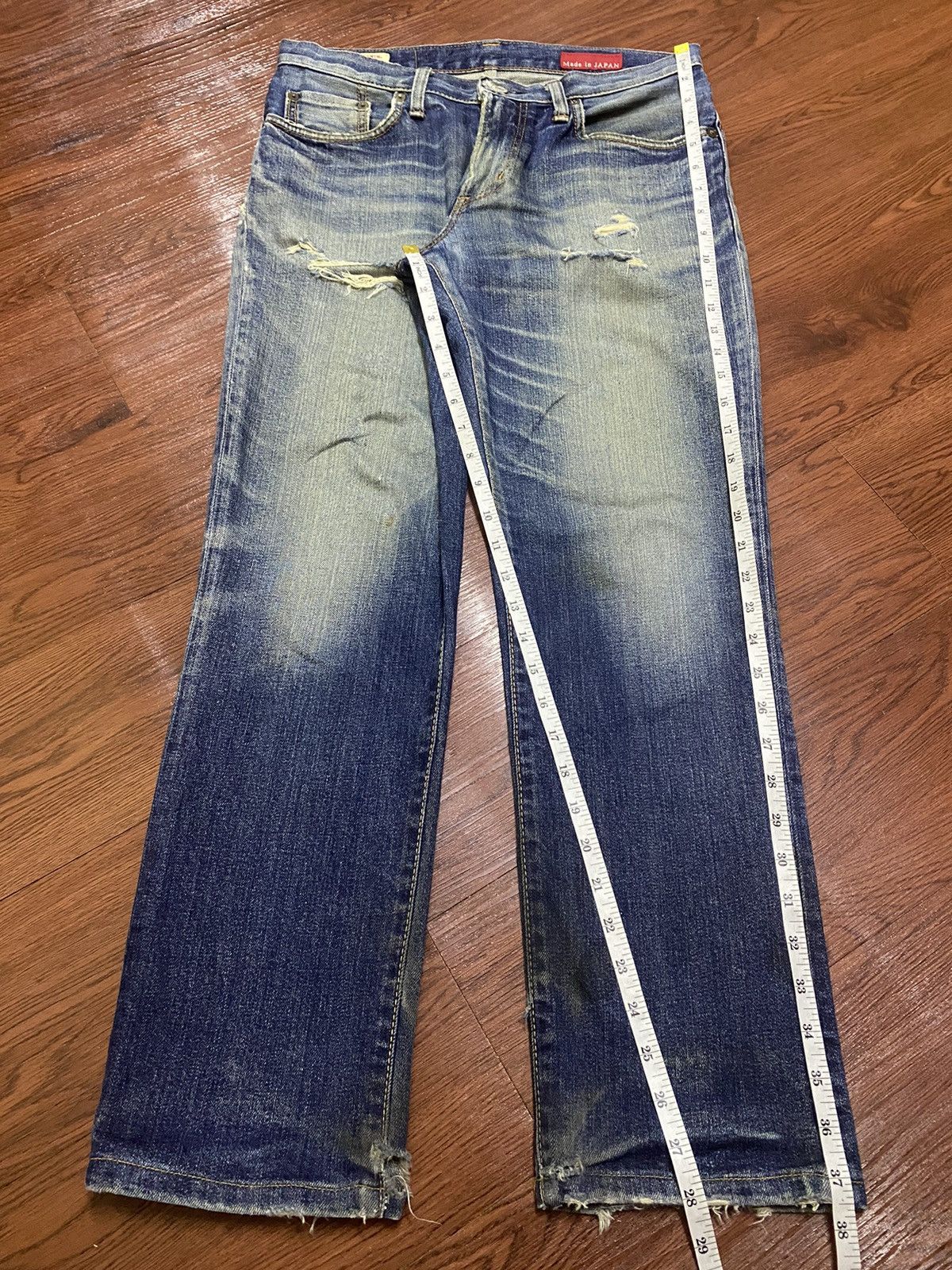 Japanese Brand Vintage Edwin503 Limited Blue Wash Distressed Loose Jeans Size US 31 - 17 Thumbnail