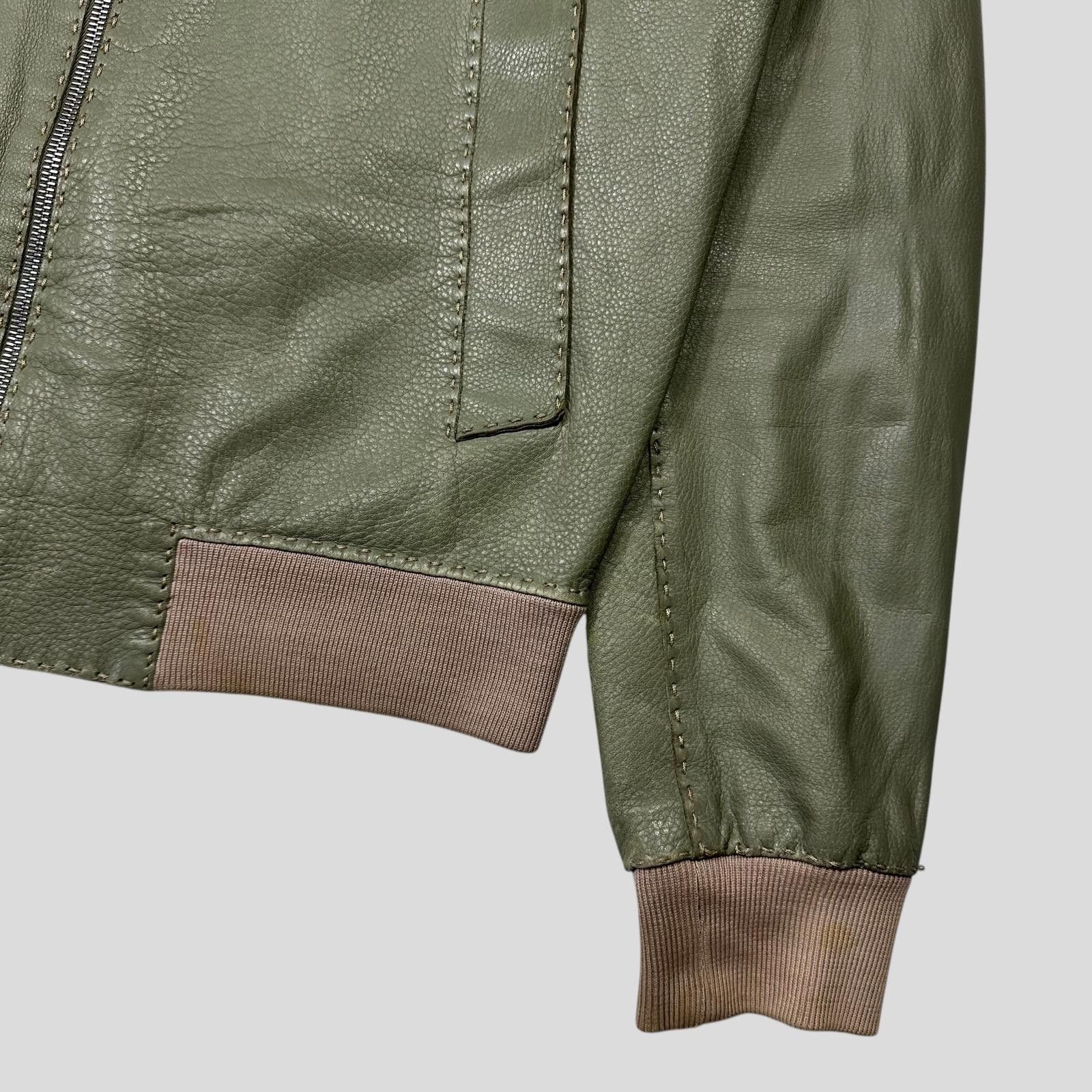 Fendi Fendi Avocado Green Leather FF Zucca Bomber Jacket IT46 S/M Size US M / EU 48-50 / 2 - 2 Thumbnail