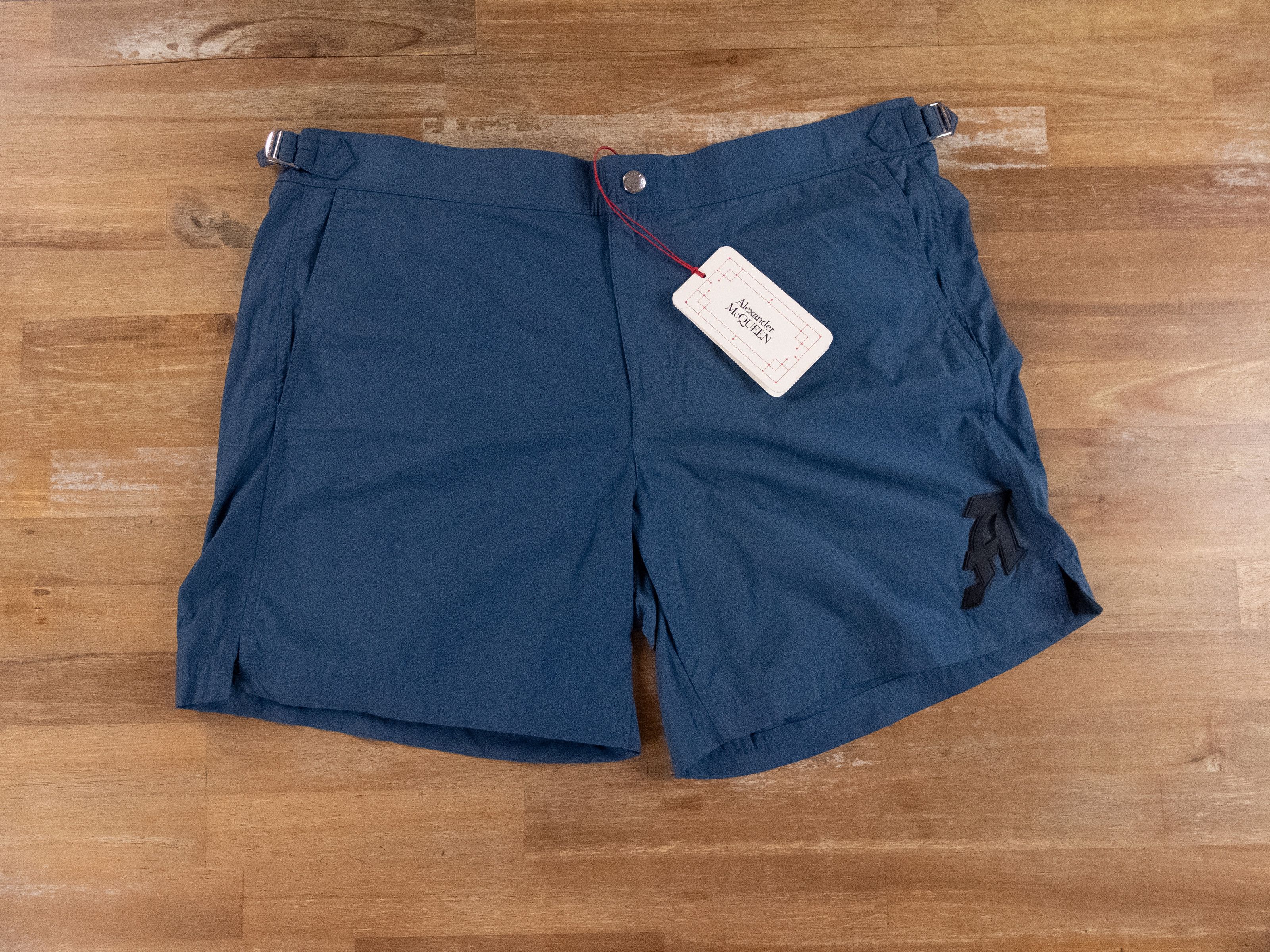 Alexander McQueen ALEXANDER MCQUEEN blue gothic A logo swim shorts XL q Size US 38 / EU 54 - 1 Thumbnail