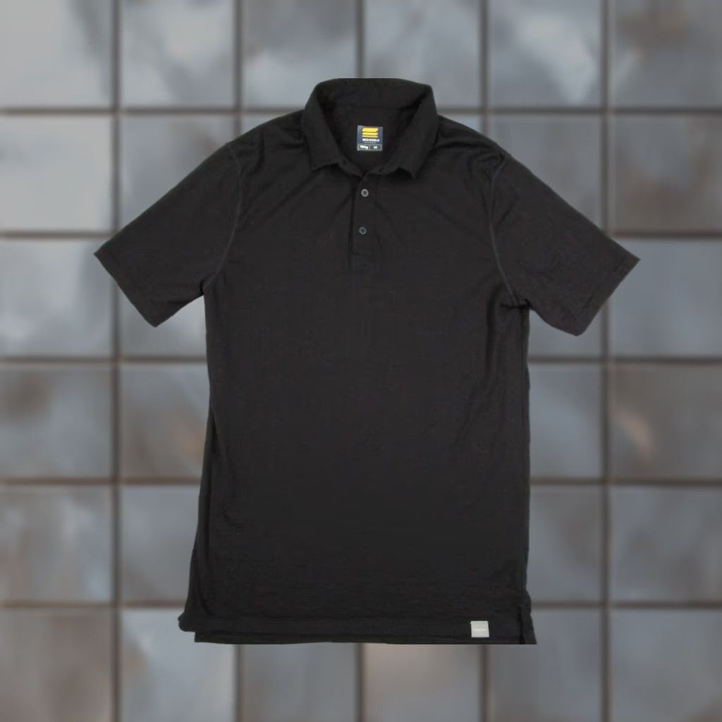 Meriwool Polo Shirt Mens Medium Black 100% Merino Wool Lightweight Breathable Casual