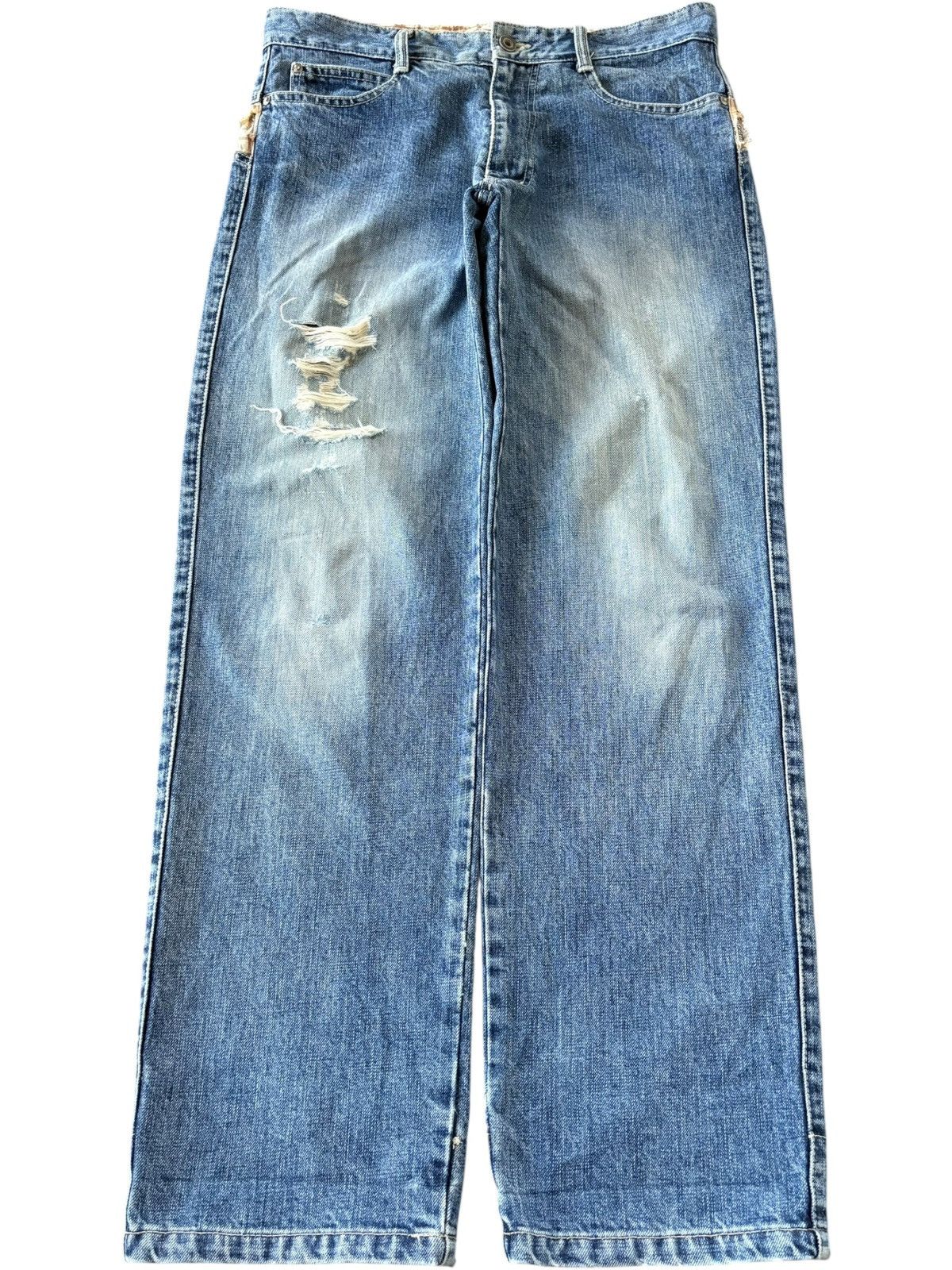Vintage Japanese Brand Faded Distress Loose Jeans