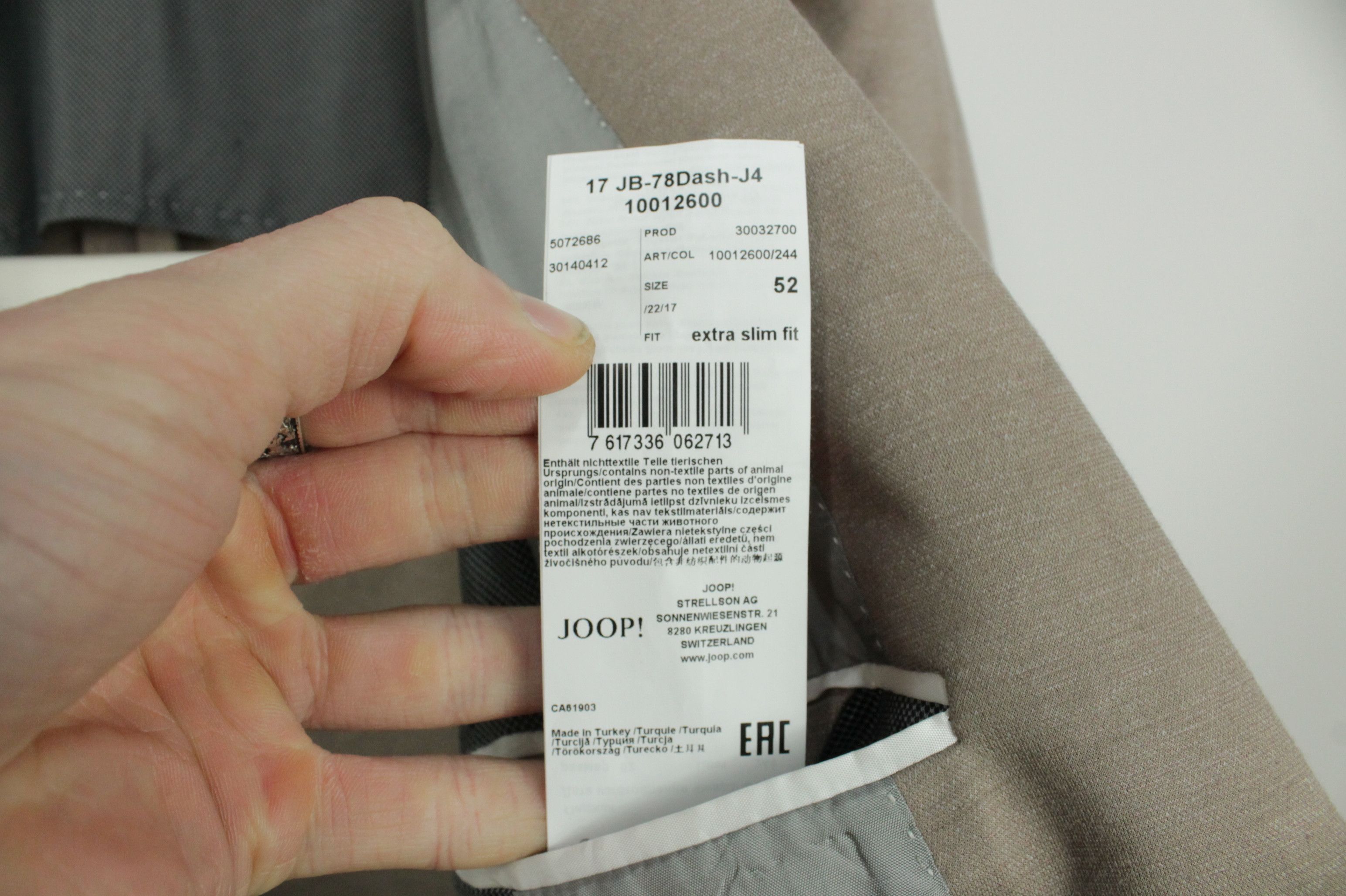 Joop! JOOP! Extra Slim Fit Beige Stretch Sport Coat Blazer Jacket Size US L / EU 52-54 / 3 - 9 Thumbnail
