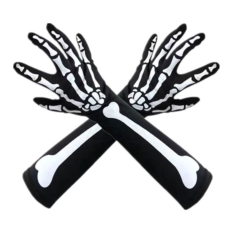 Other Unisex Adult Skeleton Skull Full Finger Halloween Gloves Size ONE SIZE - 5 Thumbnail