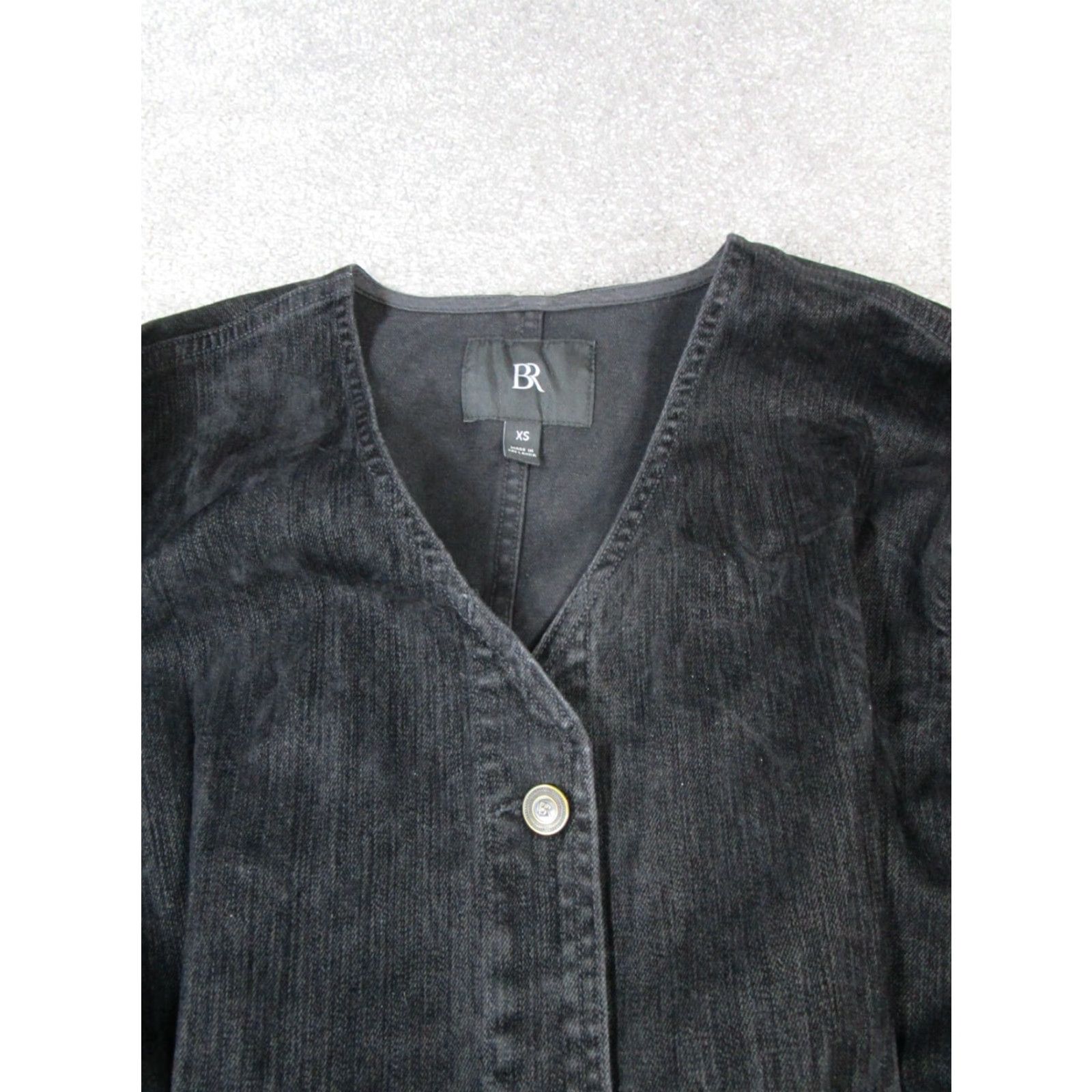 Banana Republic VINTAGE Banana Republic Jacket Womens XS Black Denim Cotton Blend Regular Mid-Length Long Sleeve Button Casual Size XS / US 0-2 / IT 36-38 - 2 Thumbnail