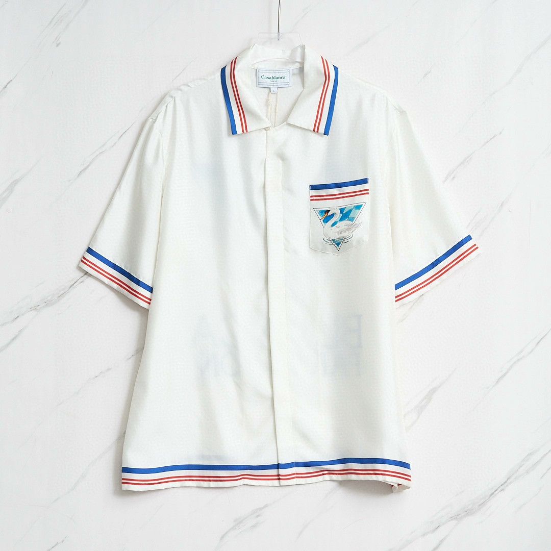 Casablanca Casablanca Men's Satin Swan Print Shirt Size US M / EU 48-50 / 2 - 1 Thumbnail