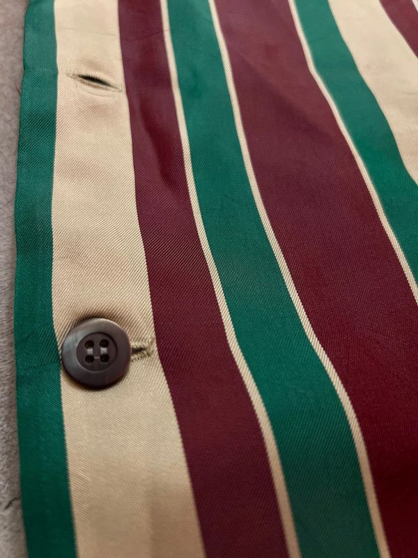 Dries Van Noten DRIES VAN NOTEN Mens Bordeaux Cassi Stripe-patterned Satin Size US L / EU 52-54 / 3 - 4 Thumbnail