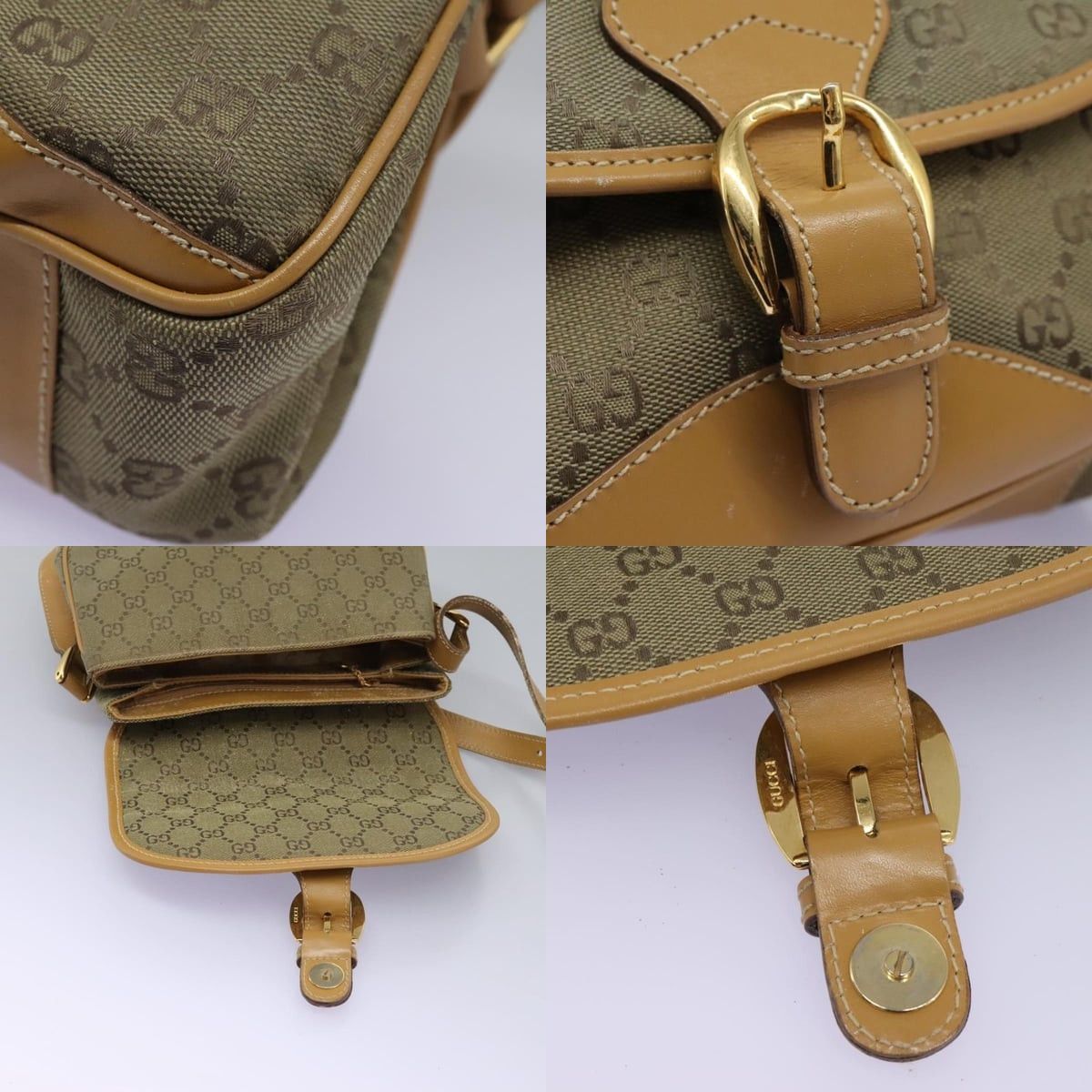 Gucci GUCCI GG Canvas Shoulder Bag Beige Gold Size ONE SIZE - 11 Thumbnail