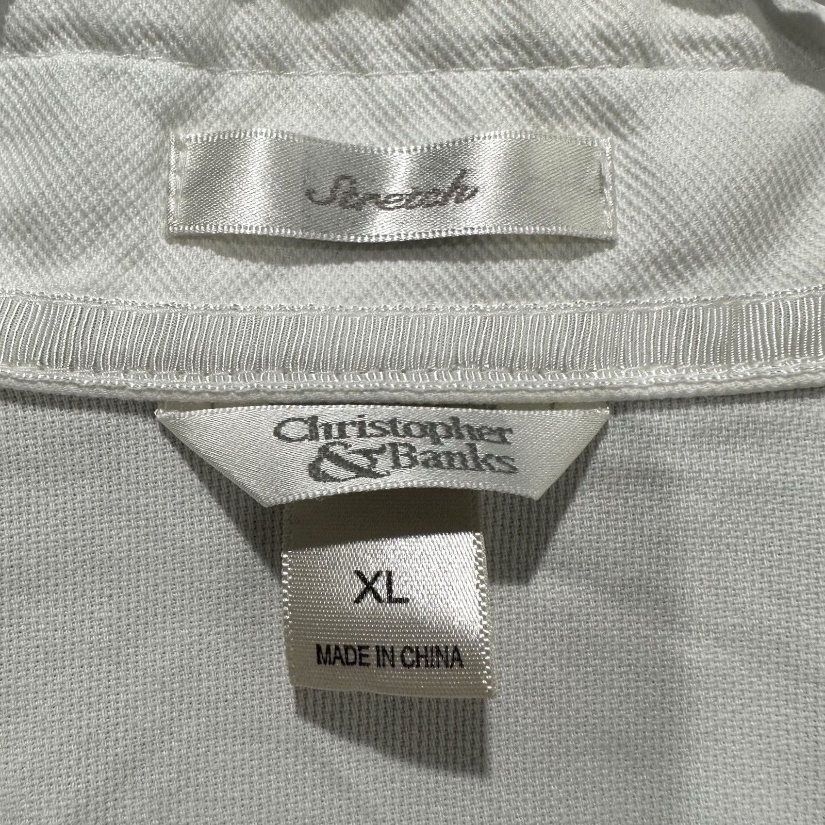 Vintage VINTAGE Christopher & Banks Jacket Women XL White Twill Button Front Chore Lightweight EUC Size XL / US 12-14 / IT 48-50 - 6 Thumbnail