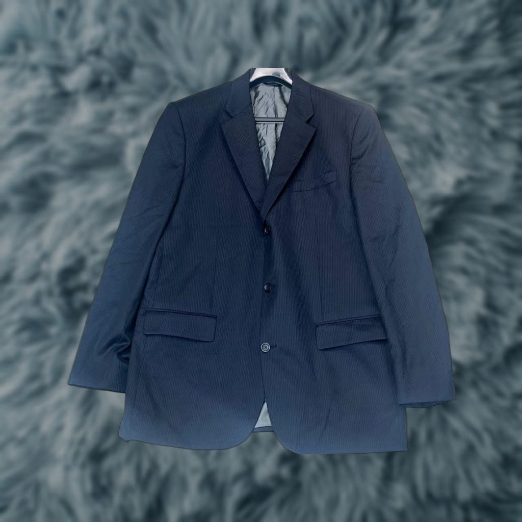 Banana Republic VINTAGE Banana Republic Blazer Men Jacket Solid Blue Wool Classic 46L Size 46R - 1 Thumbnail