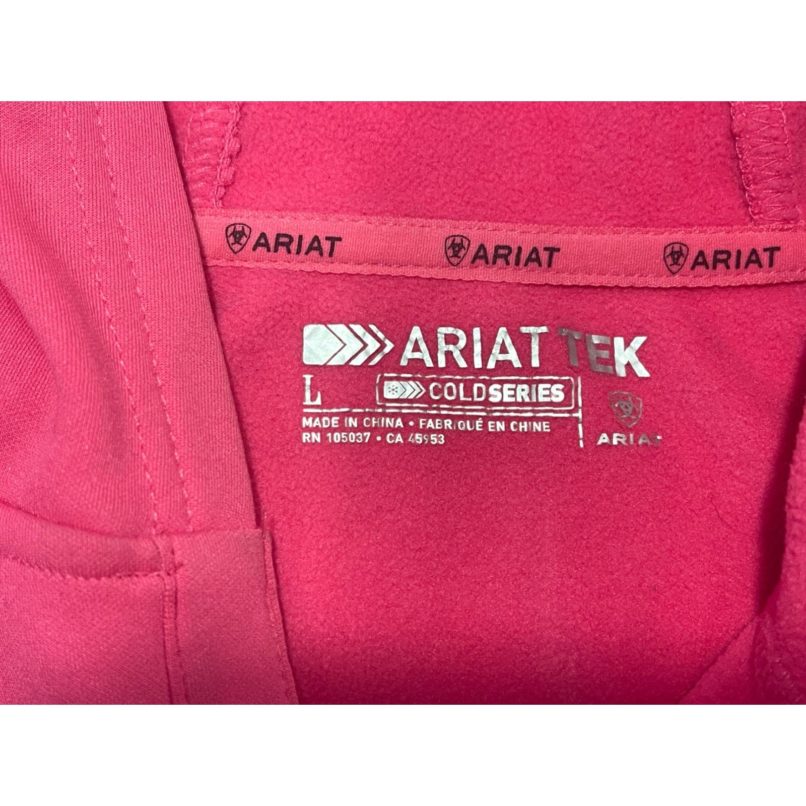 Ariat Ariat Tek Hoodie Womens XL Pink Cold Series Rivet Pocket Hood V Neck Logo Thumb Hoodie Women L Pink Size L / US 10 / IT 46 - 5 Thumbnail