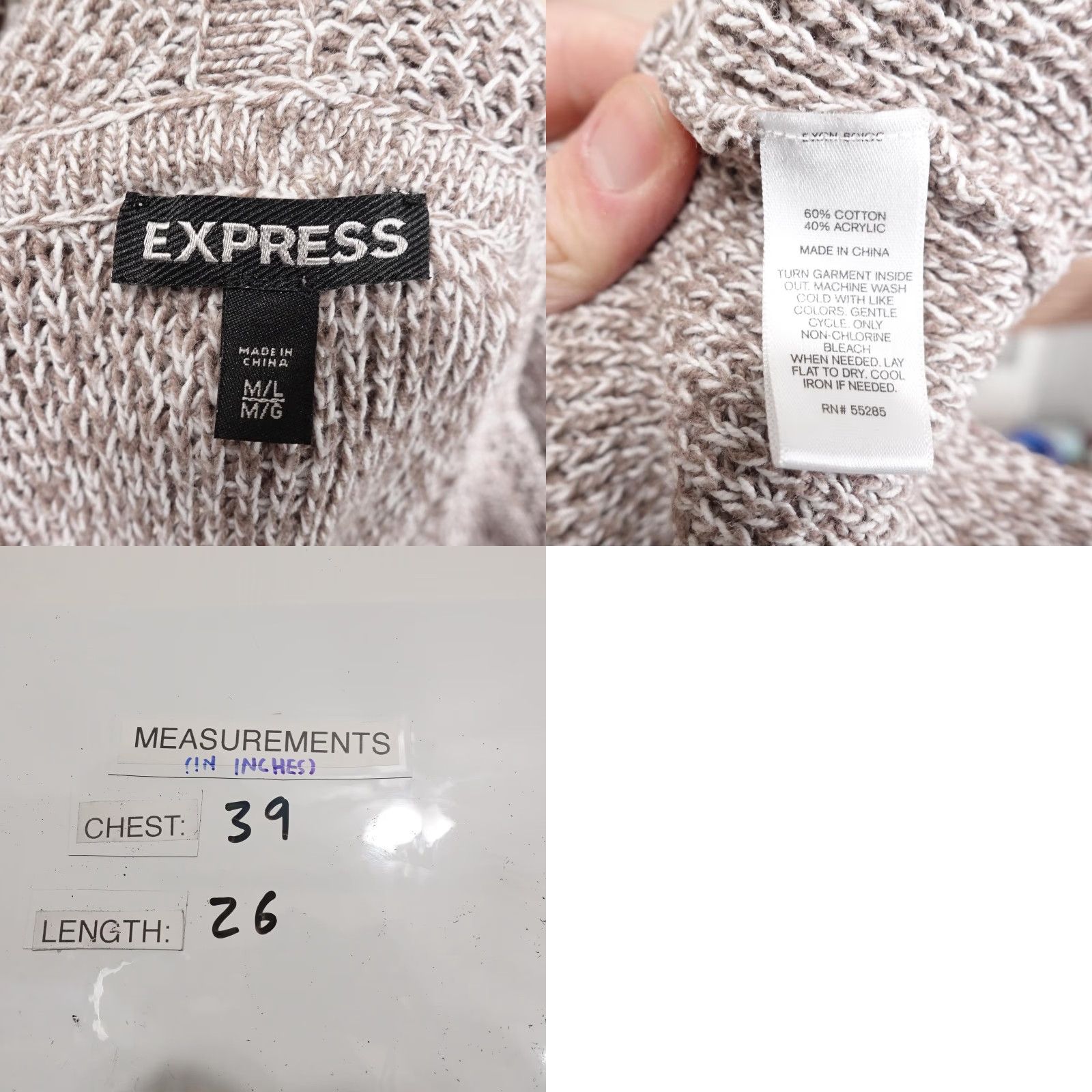 Express Express Womens Sweater M/L Beige Cowl Neck Oversized Dolman Sleeve Knit Pullover Size M / US 6-8 / IT 42-44 - 8 Thumbnail