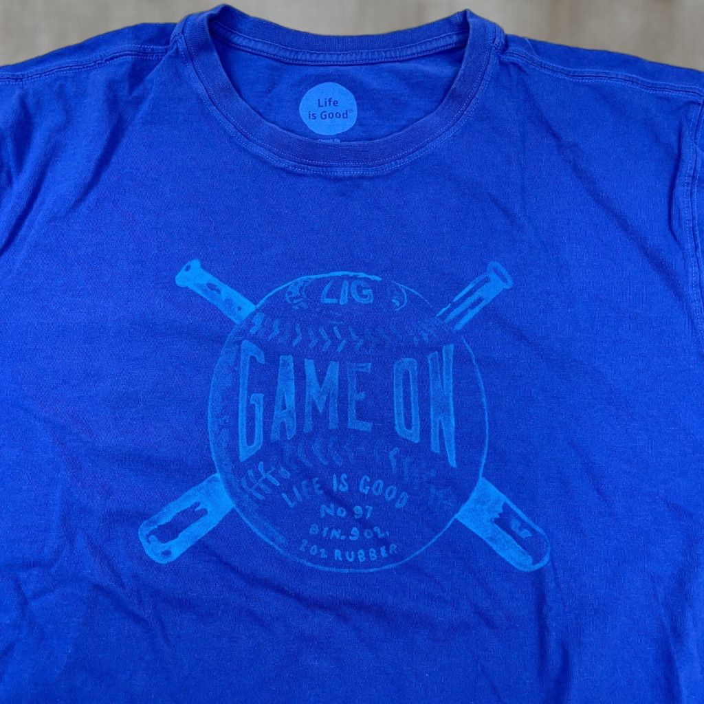 Life is Good Life Is Good Shirt Men L Blue Short Sleeve Baseball Tee Game On Retro Royal Classic Fit Size US L / EU 52-54 / 3 - 1 Thumbnail