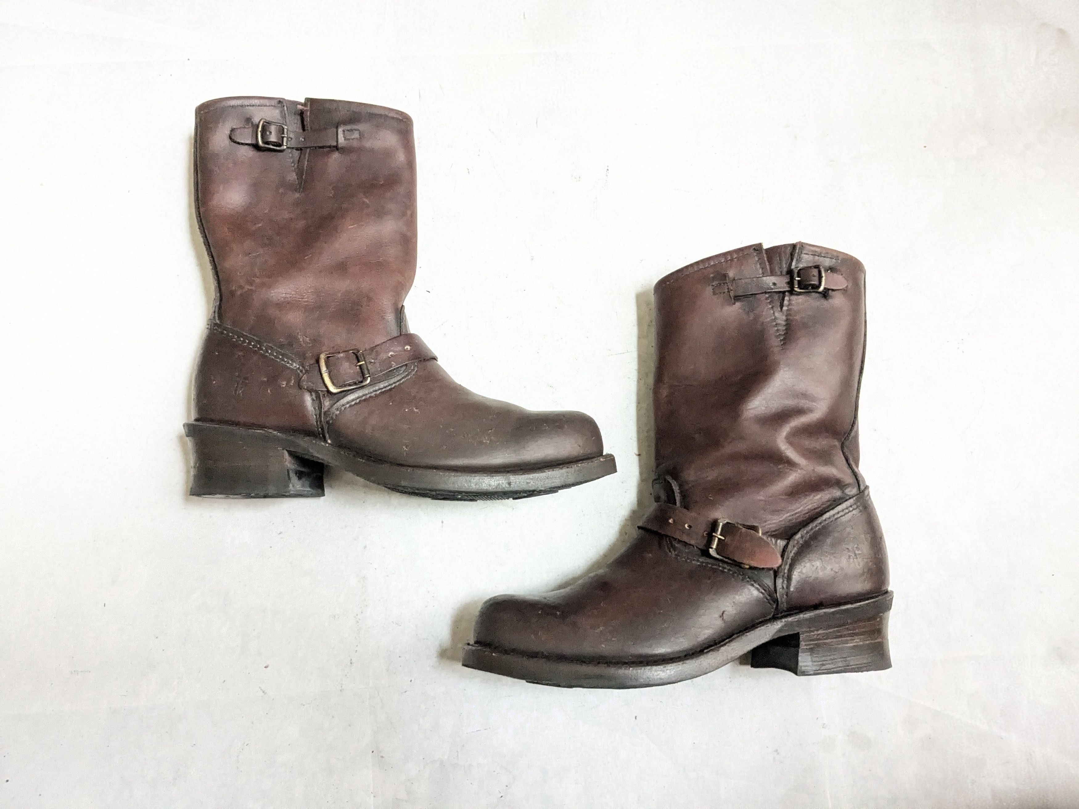 Frye Frye Engineer Boots Brown 8.5 M USA Leather Strap Buckle Size US 8.5 / EU 41-42 - 1 Thumbnail
