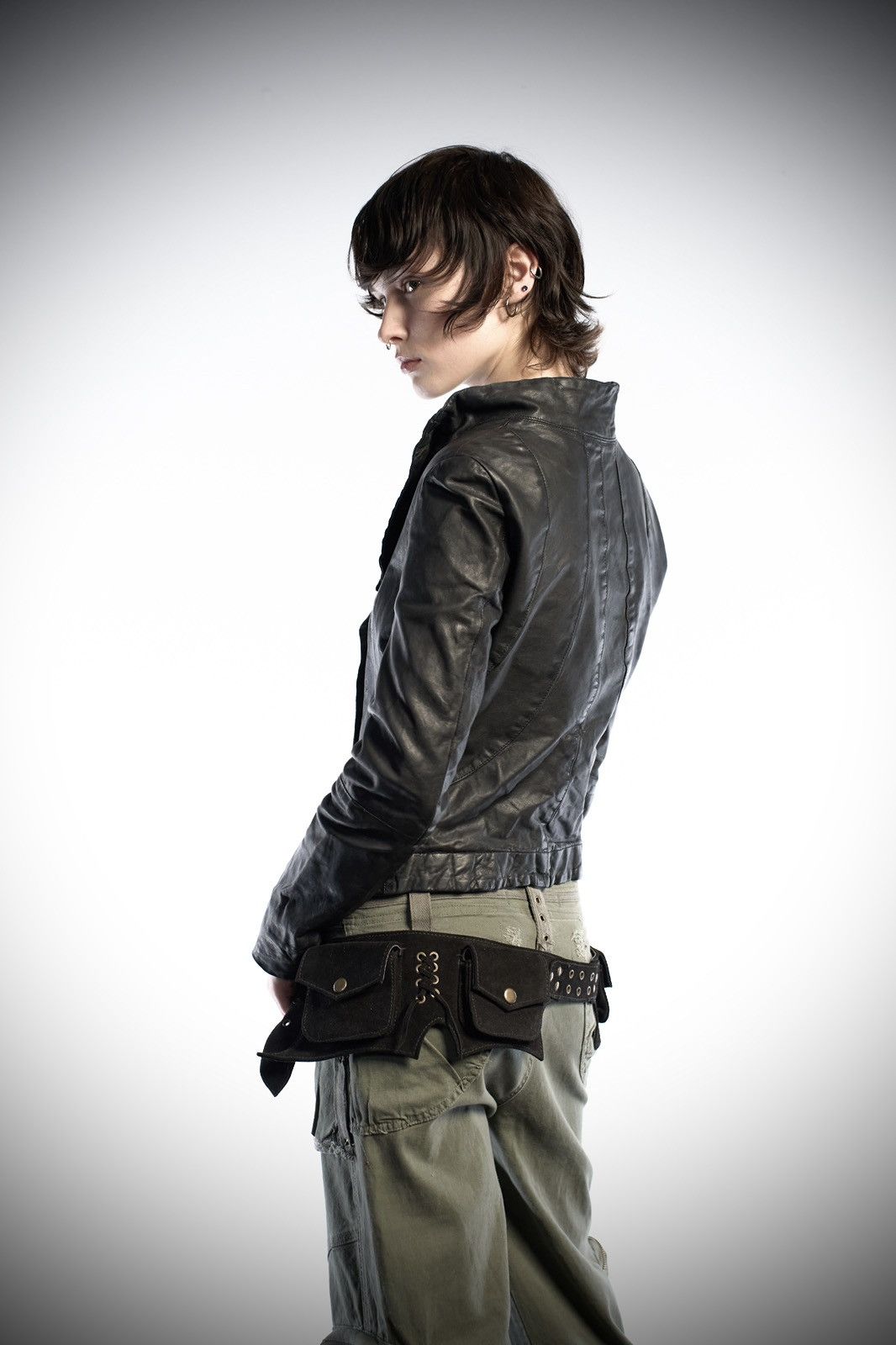 Rick Owens Style Asymmetric Archive Lambskin Leather Jacket