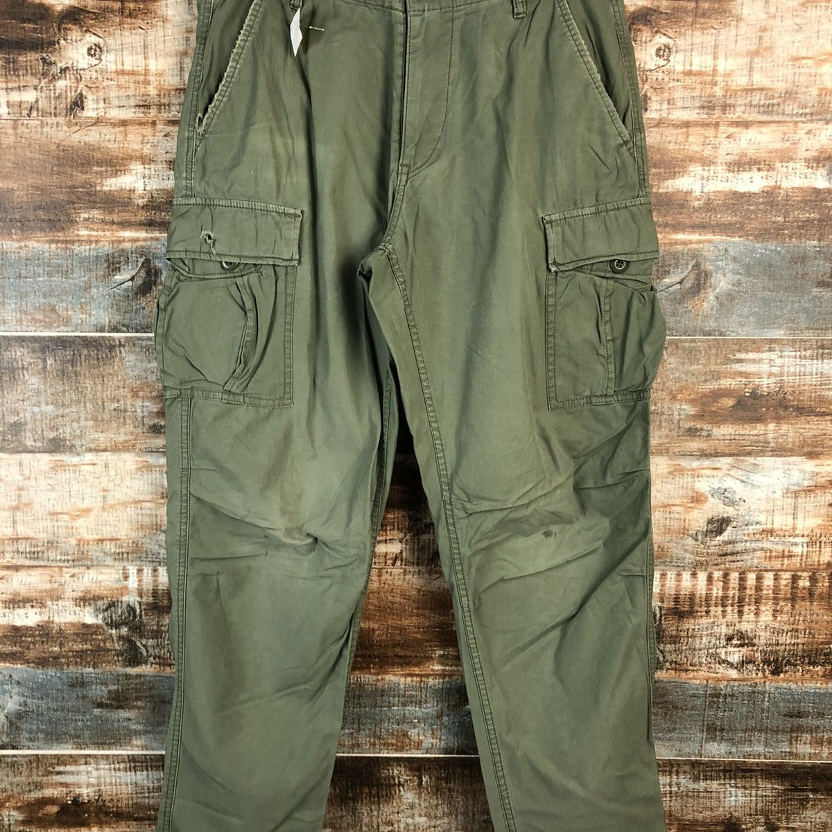 Japanese Brand DLL Uniqlo Green utility Cargo Multipocket Pants #C217 Size US 28 / EU 44 - 5 Thumbnail
