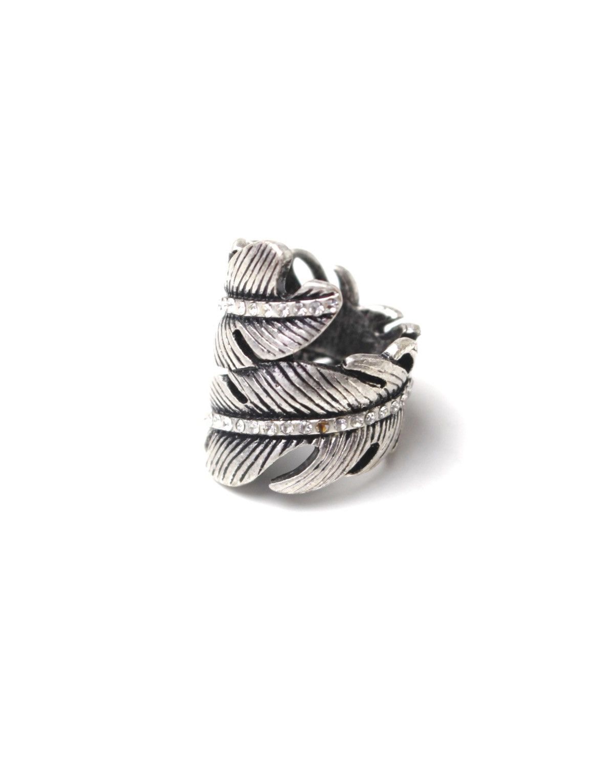 Vintage 2000S JAPANESE MADE FEATHER EMBRACE SILVER-PLATED RING Size ONE SIZE - 1 Thumbnail