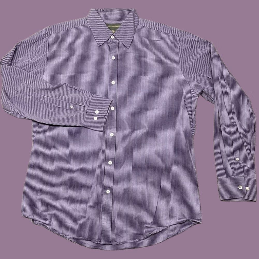 Banana Republic Banana Republic Shirt Mens L Multicolor Purple Striped Button Up Long Sleeve Size US L / EU 52-54 / 3 - 1 Thumbnail