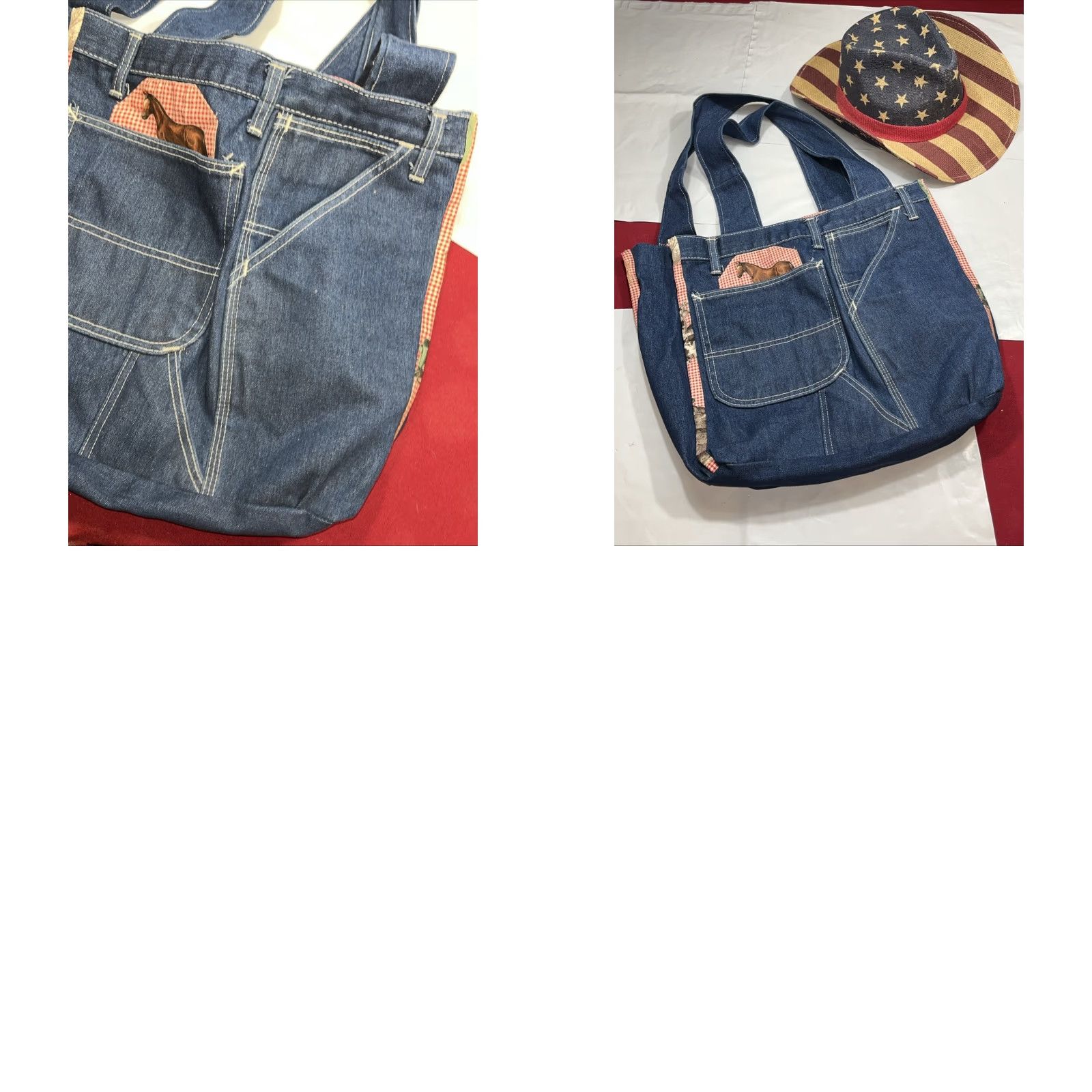 Doublet ROEBUCKS Horse Denim JEANS Tote Bag Purse Shoulder double Handles Pockets Cotton Bag Size 32" / US 10 / IT 46 - 9 Thumbnail