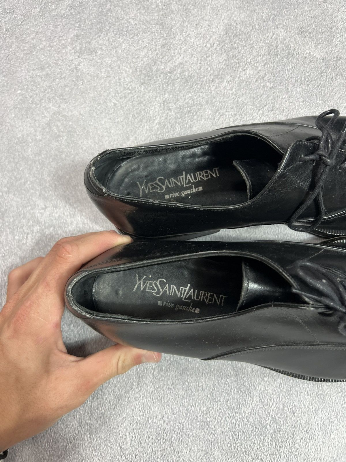 Yves Saint Laurent 🖤VINTAGE LEATHER BLACK YVESSAINTLAUREN SHOES Y2K NEWROCK STY Size US 10 / EU 43 - 4 Thumbnail