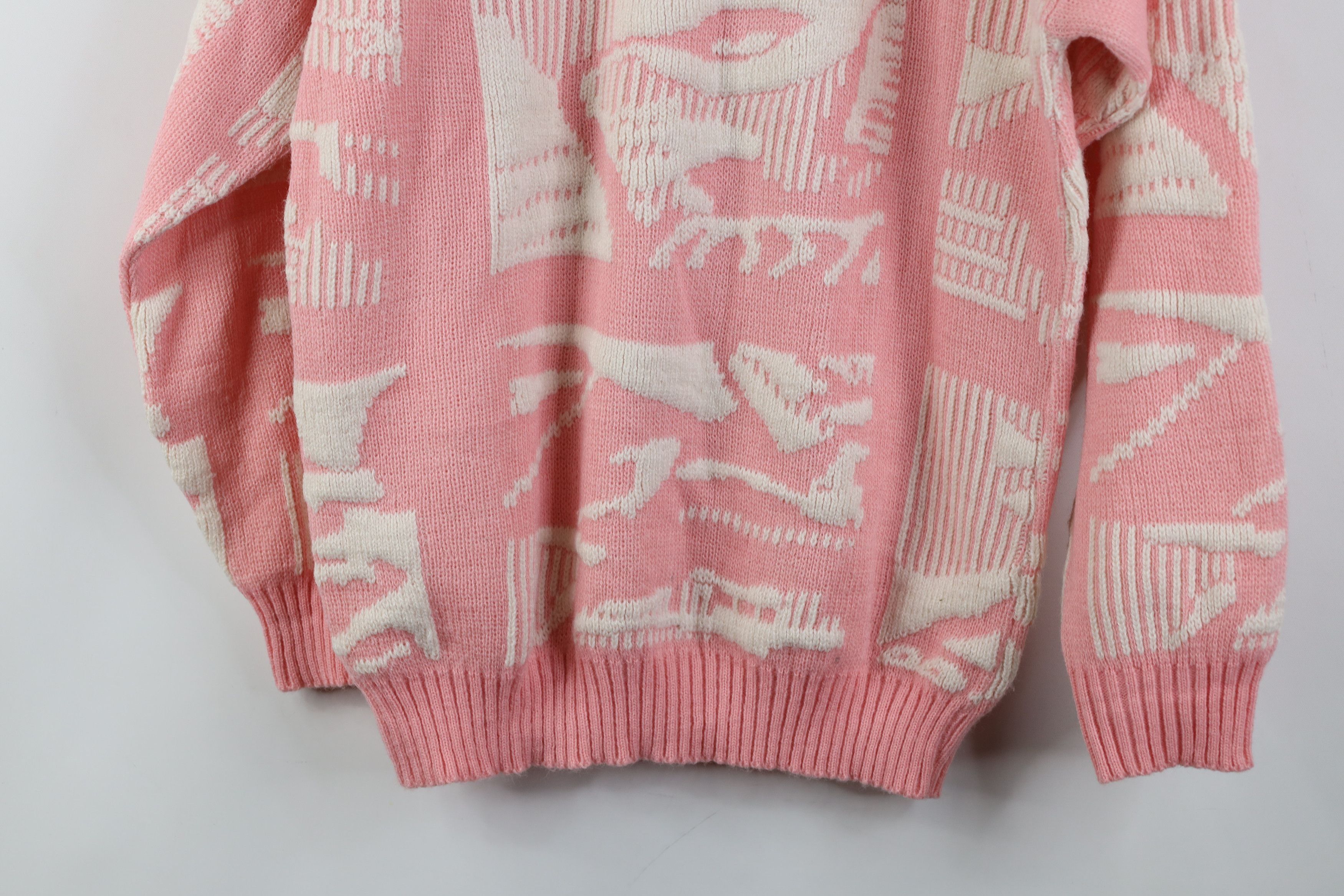 Vintage Vintage 90s Streetwear Ribbed Knit Crewneck Sweater Pink Size M / US 6-8 / IT 42-44 - 12 Thumbnail