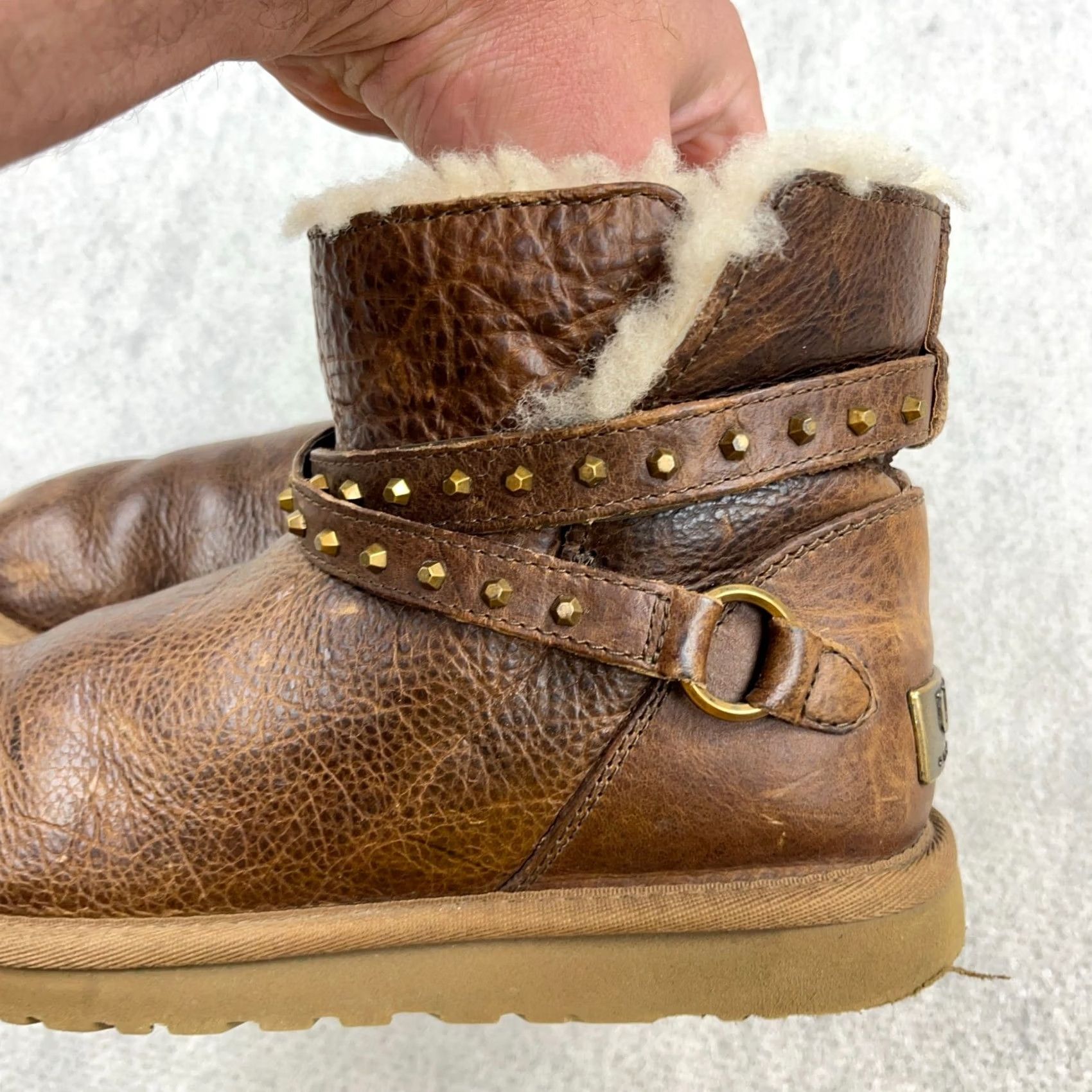 Ugg UGG Emersen Leather Studded Booties Brown US 6 Women Size US 5 / IT 35 - 6 Thumbnail