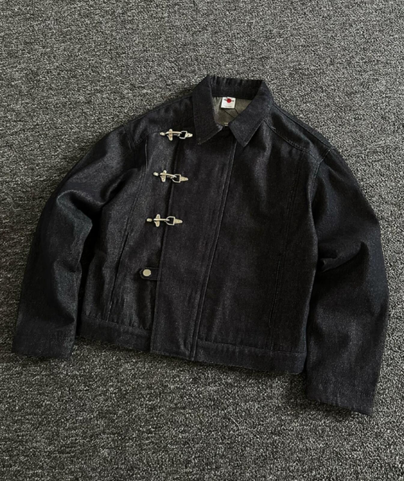 Other Indigo Blue Raw Denim Fireman Clasp Closure Jacket Size US L / EU 52-54 / 3 - 2 Thumbnail