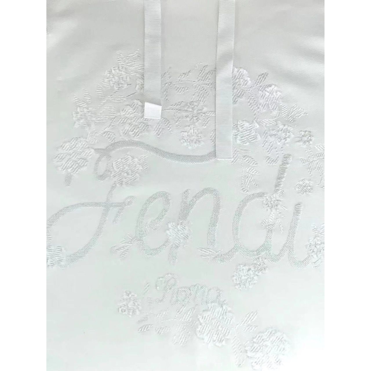 Fendi Fendi Womens White Embroidered Logo Hoodie Sweatshirt Cotton Size XS / US 0-2 / IT 36-38 - 5 Thumbnail
