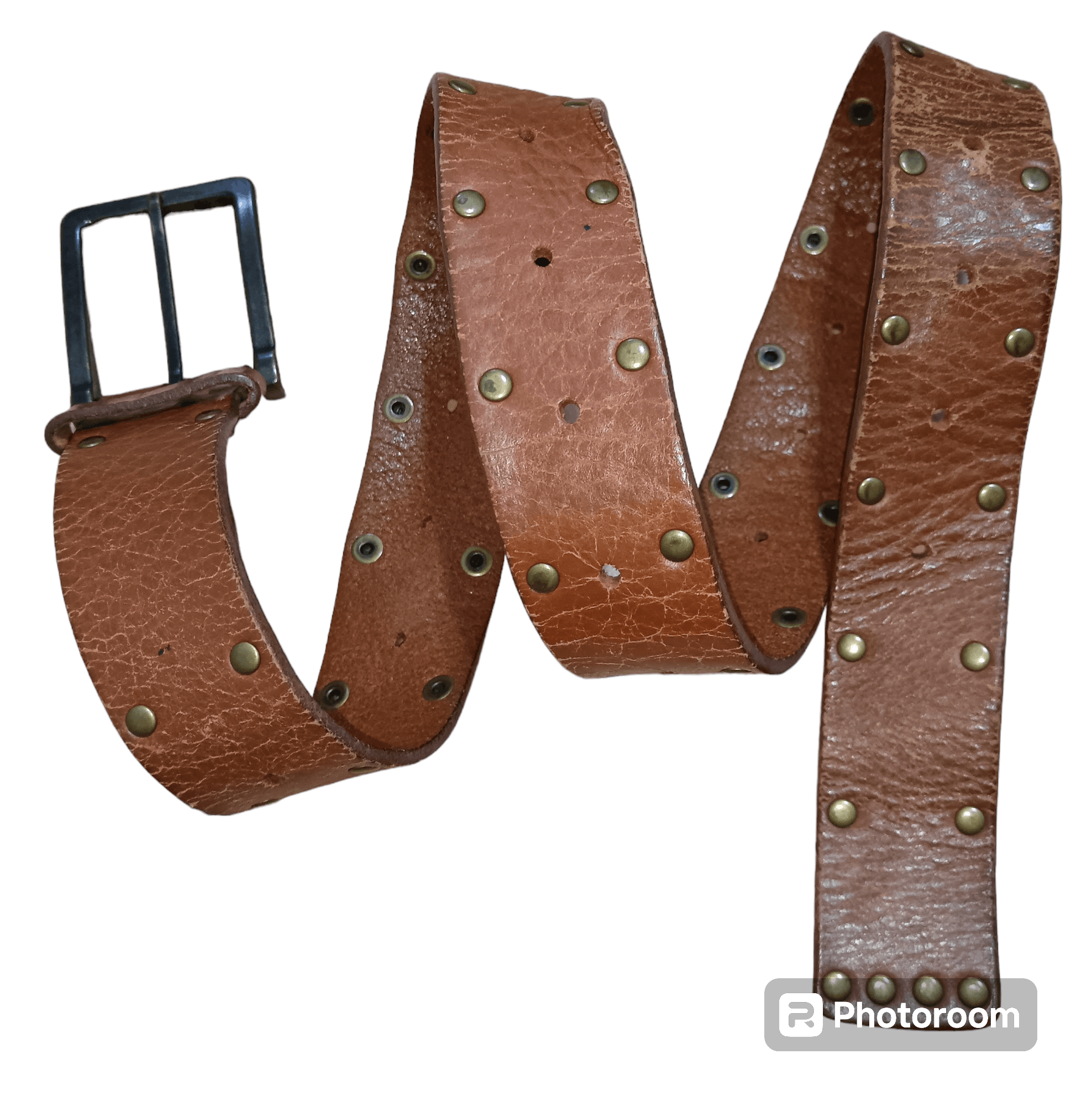Japanese Brand JAPANESE BRAND BRASS STUDDED LEATHER BELT Size 34 - 1 Thumbnail
