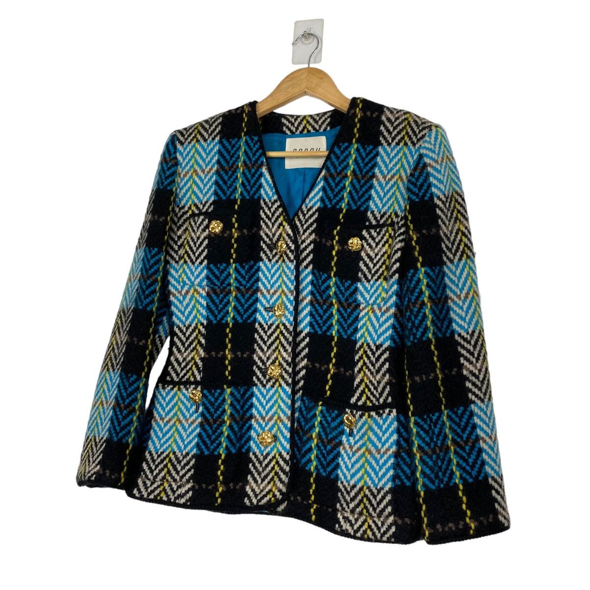 Japanese Brand Womens BOSCH Check Wool Rayon Blazer Jacket Coat Size S Size S / US 4 / IT 40 - 3 Thumbnail