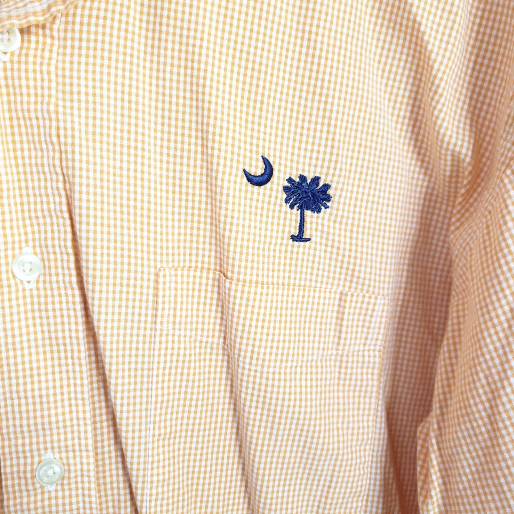 Vintage VINTAGE Ludens Dress Shirt Men L Orange Check Long Sleeve Embroidered SC Logo Button-Down Collar Shirt Size 42R - 4 Thumbnail