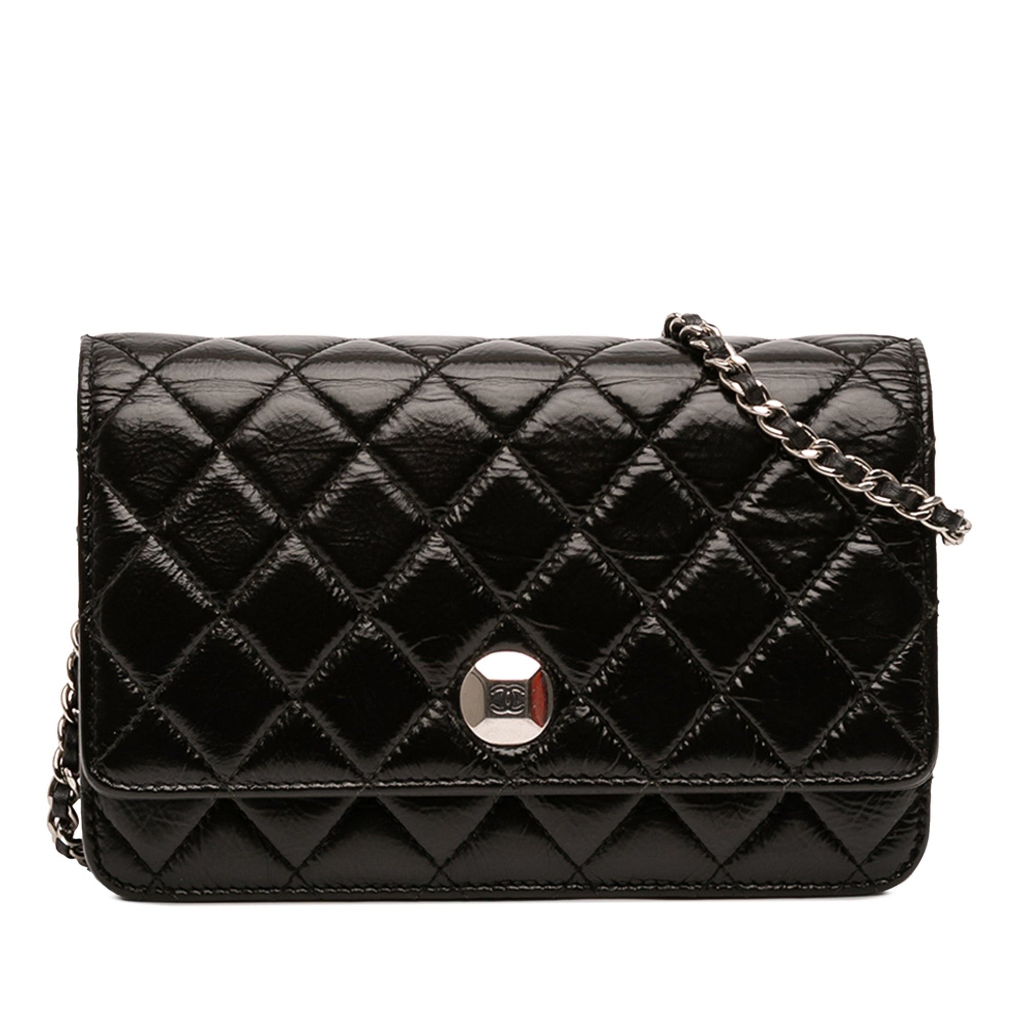 Chanel CC Quilted Crinkled Patent Wallet On Chain Size ONE SIZE - 1 Thumbnail